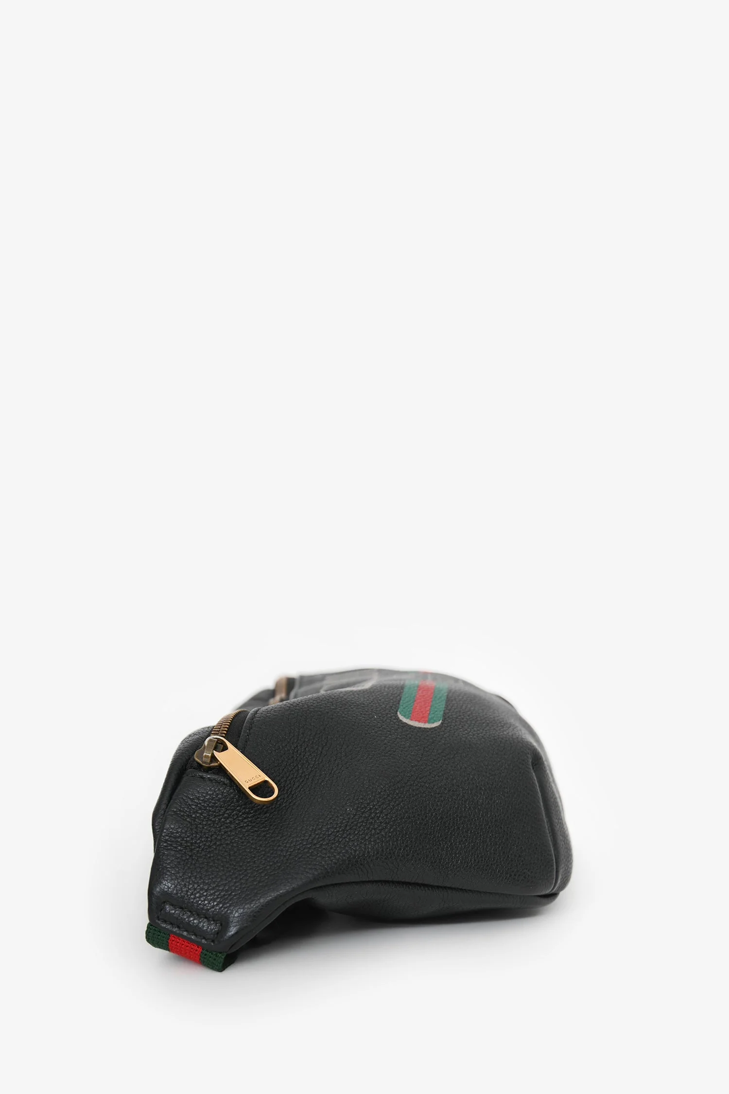 Gucci Black Leather Web Strap Belt Bag - Image 3
