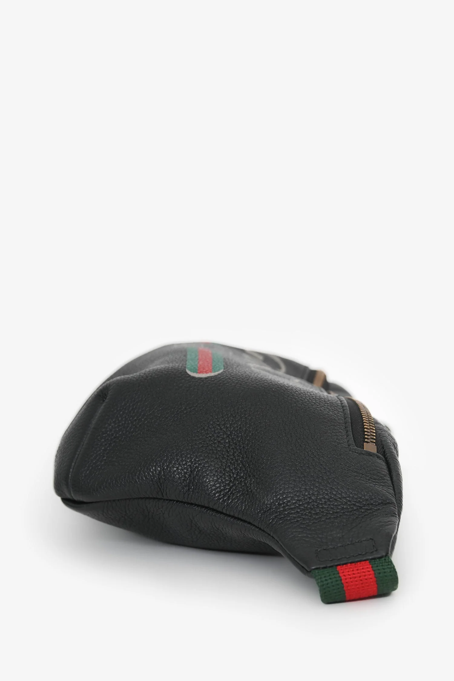 Gucci Black Leather Web Strap Belt Bag - Image 4