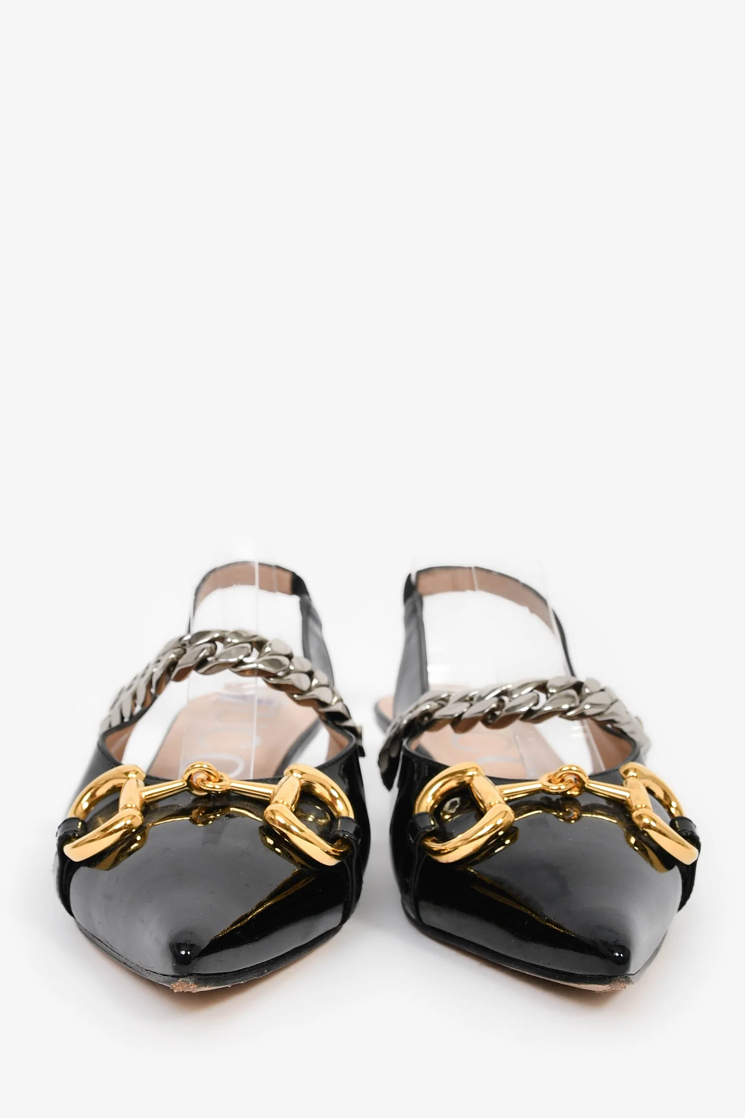Gucci Black Patent Horsebit Detail Slingback Heels Size 37.5 - Image 3