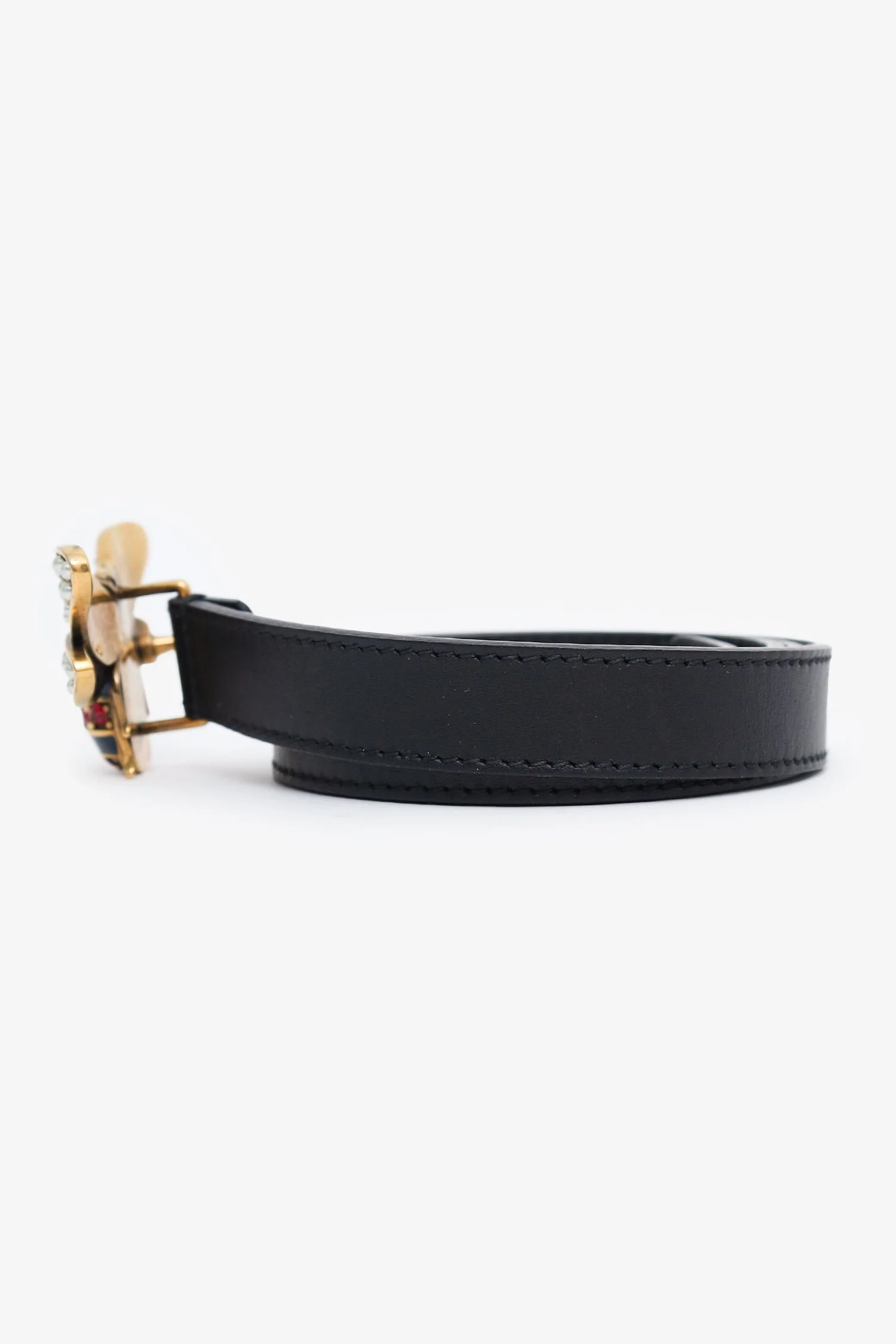 Gucci Black Queen Margaret Bee Embellished Belt - Image 2