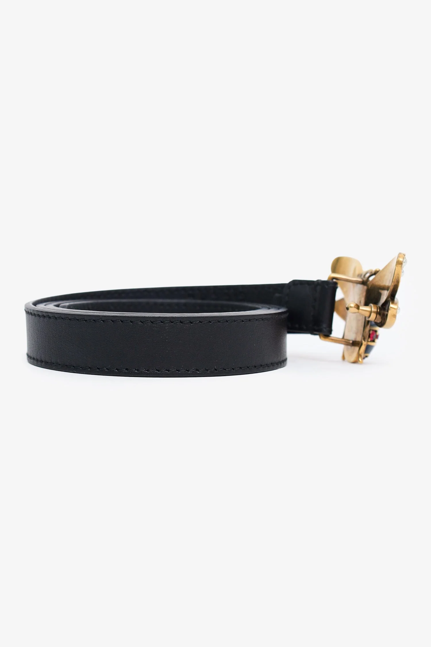 Gucci Black Queen Margaret Bee Embellished Belt - Image 4
