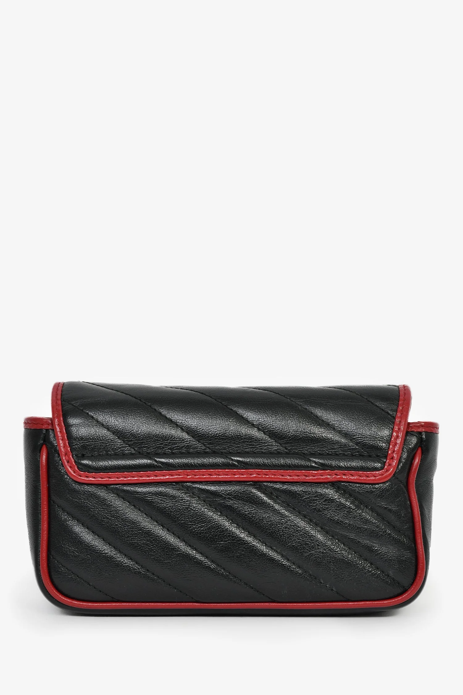 Gucci Black/Red Quilted Leather Torchon Marmont Super Mini Crossbody Bag - Image 2