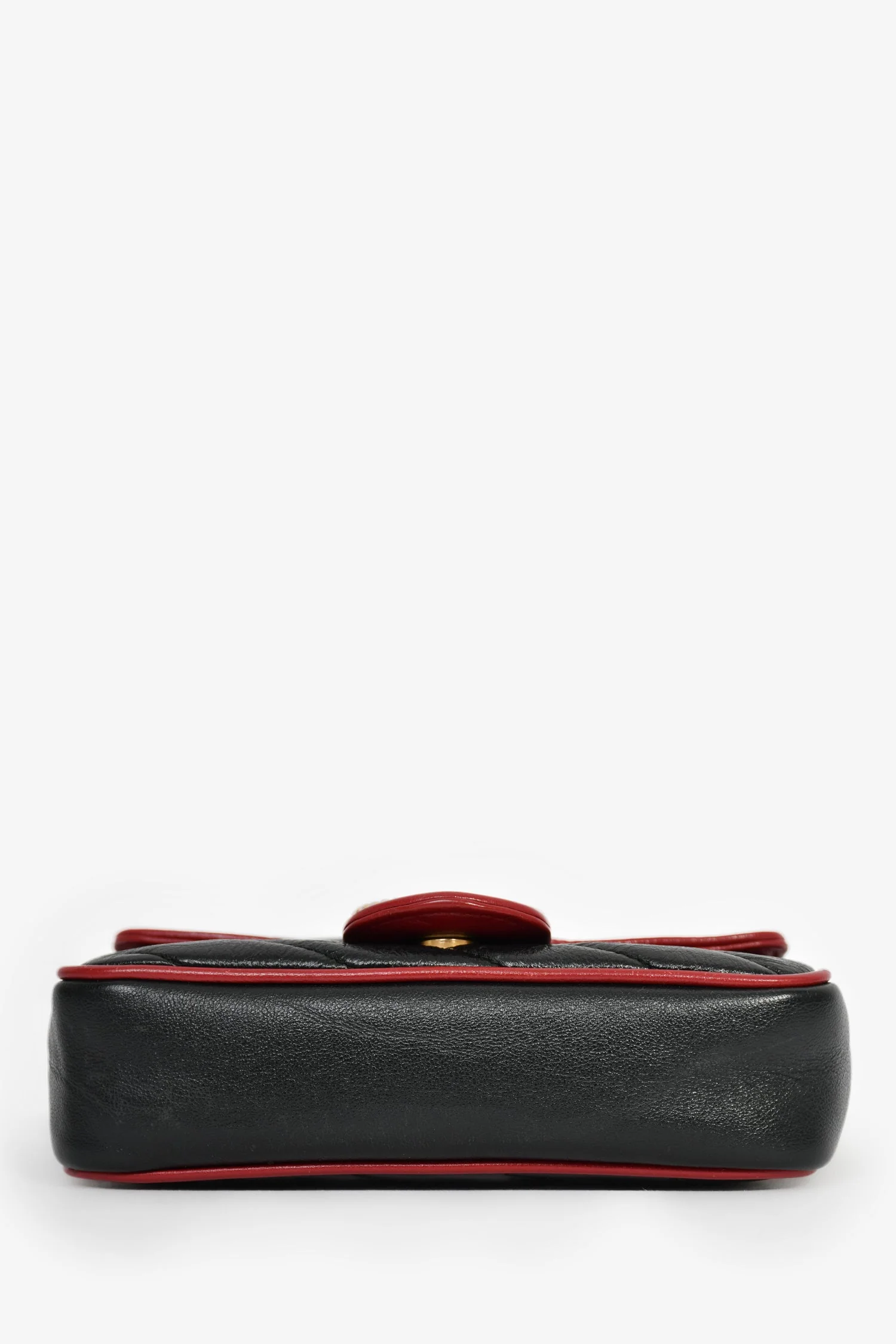 Gucci Black/Red Quilted Leather Torchon Marmont Super Mini Crossbody Bag - Image 5