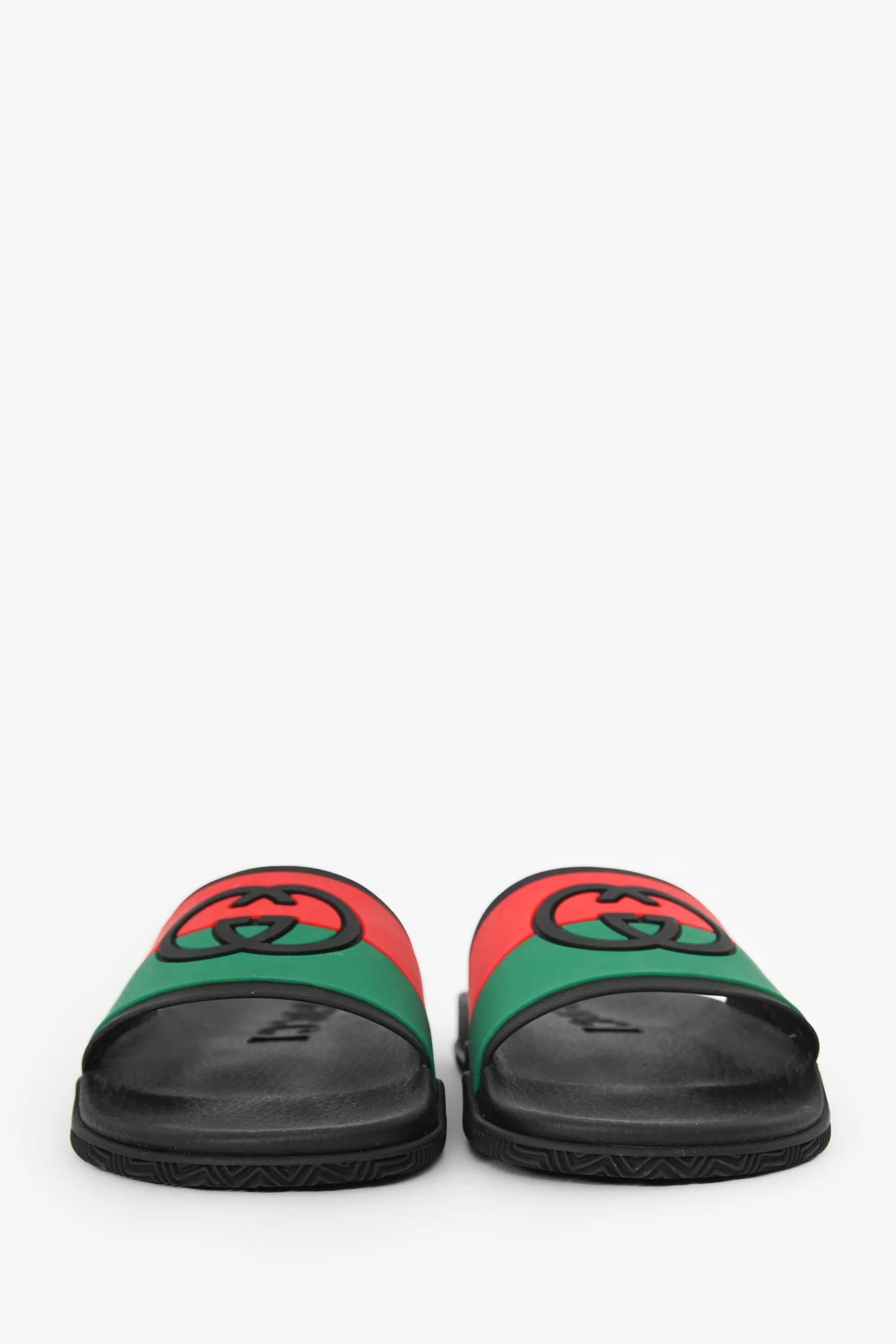 Gucci Black Rubber GG Interlocking Web Accent Sandals Size 40 Mens - Image 3