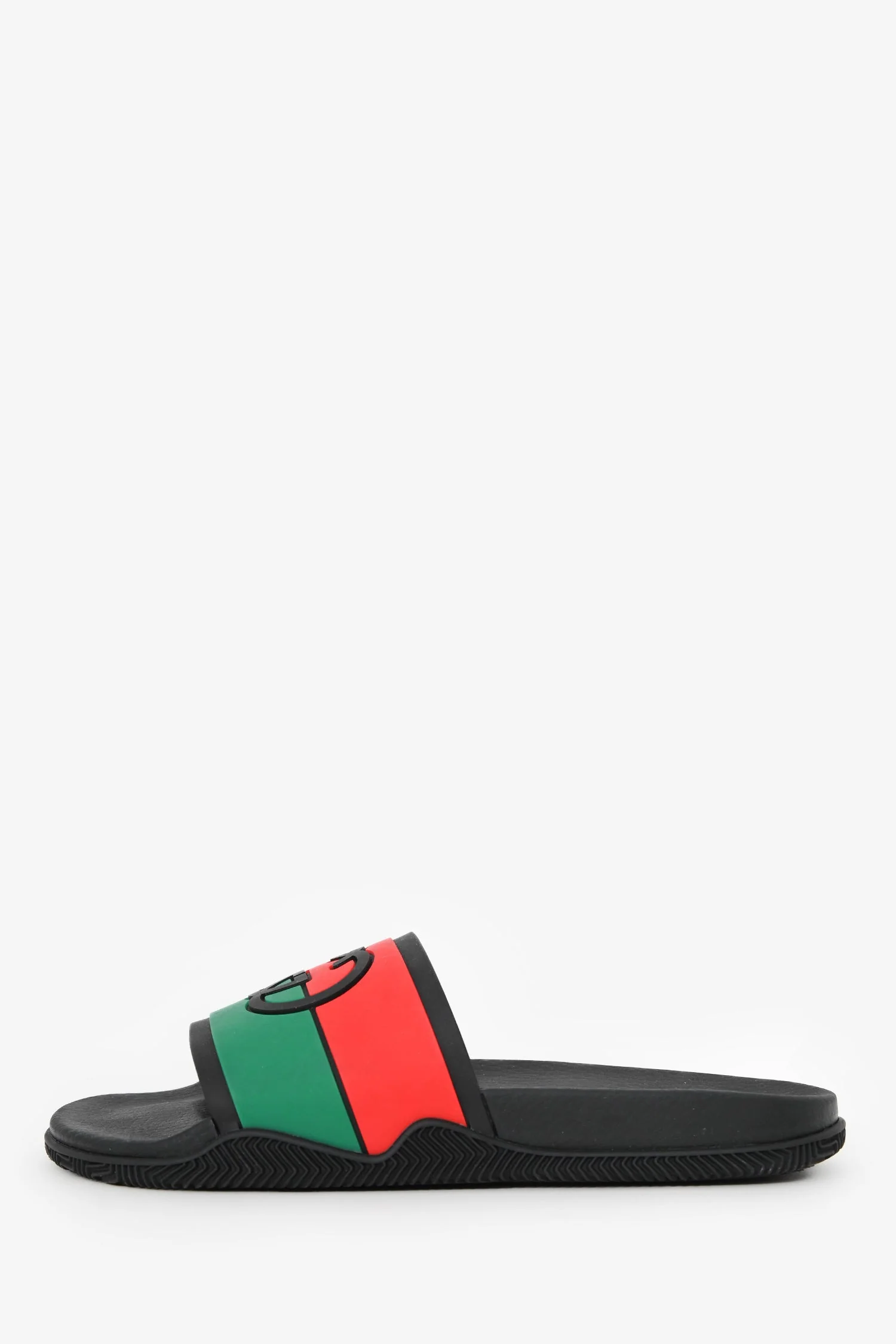 Gucci Black Rubber GG Interlocking Web Accent Sandals Size 40 Mens - Image 4