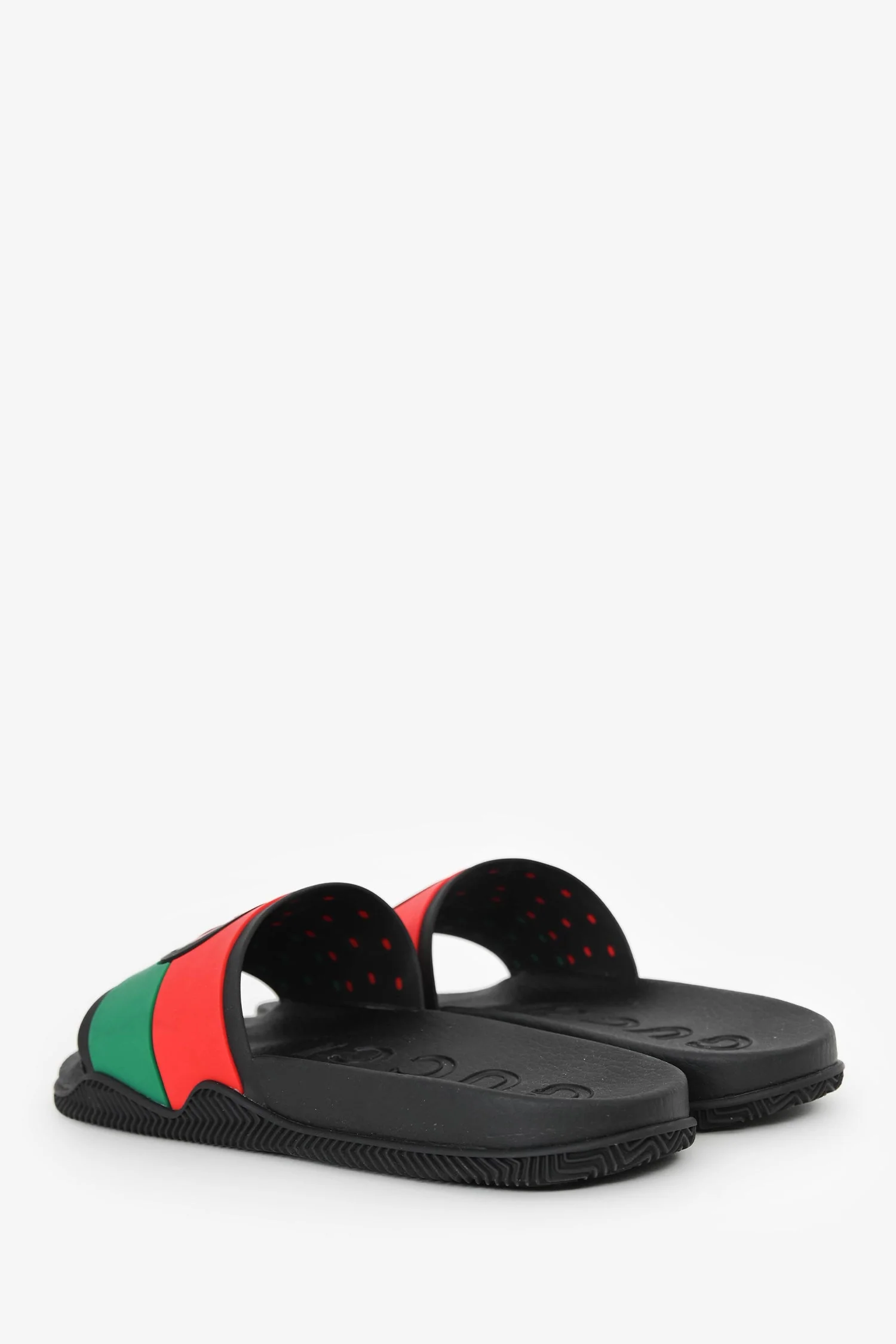 Gucci Black Rubber GG Interlocking Web Accent Sandals Size 40 Mens - Image 5