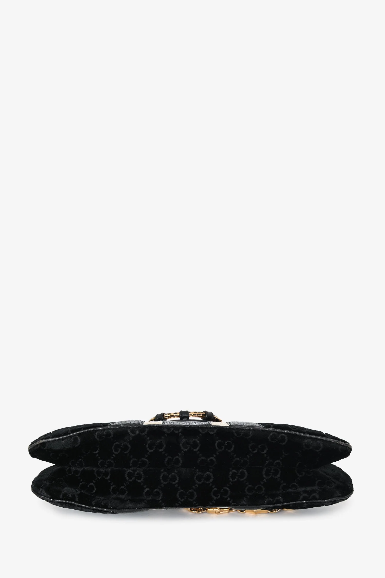 Gucci Black/White Lizard/Velvet Leather Dragon Head Shoulder Bag - Image 5
