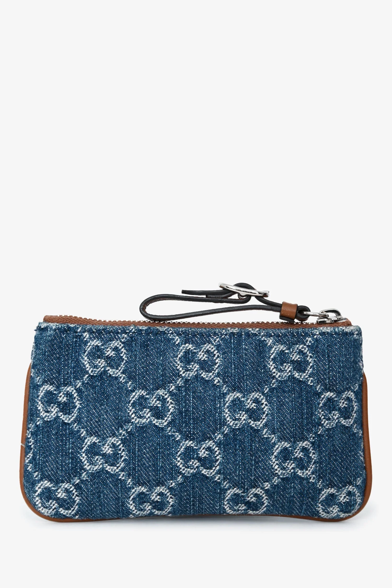 Gucci Blue/Brown Denim/Leather Trim GG Coin Pouch - Image 2
