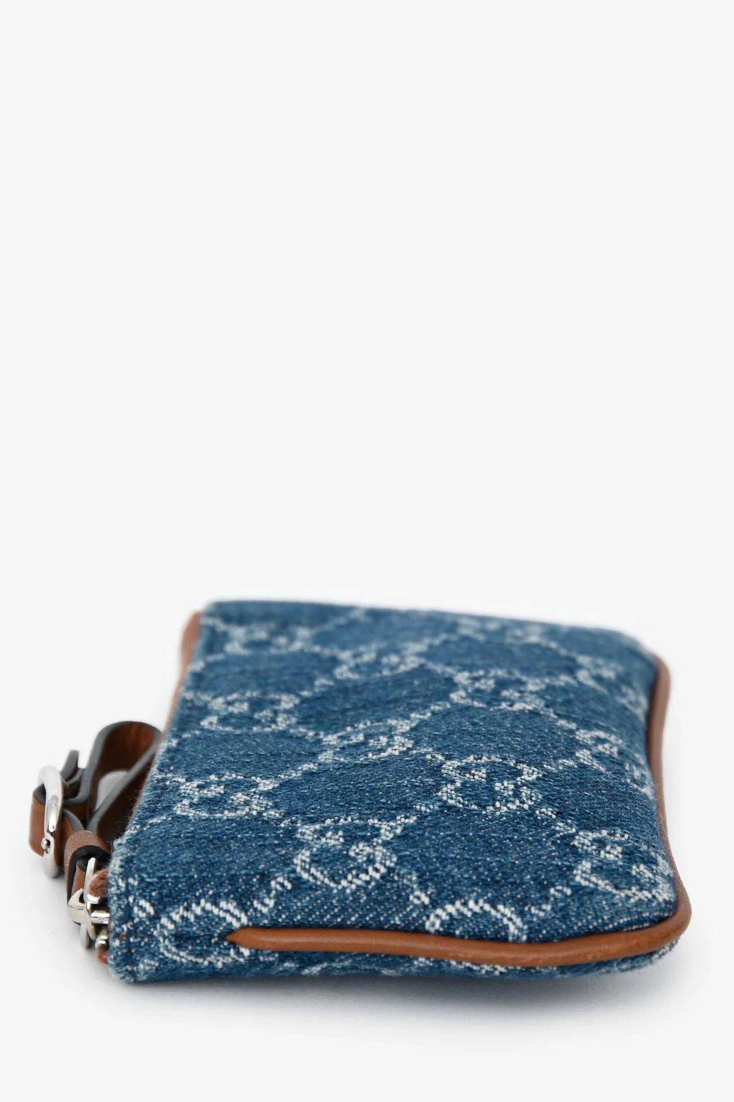 Gucci Blue/Brown Denim/Leather Trim GG Coin Pouch - Image 3