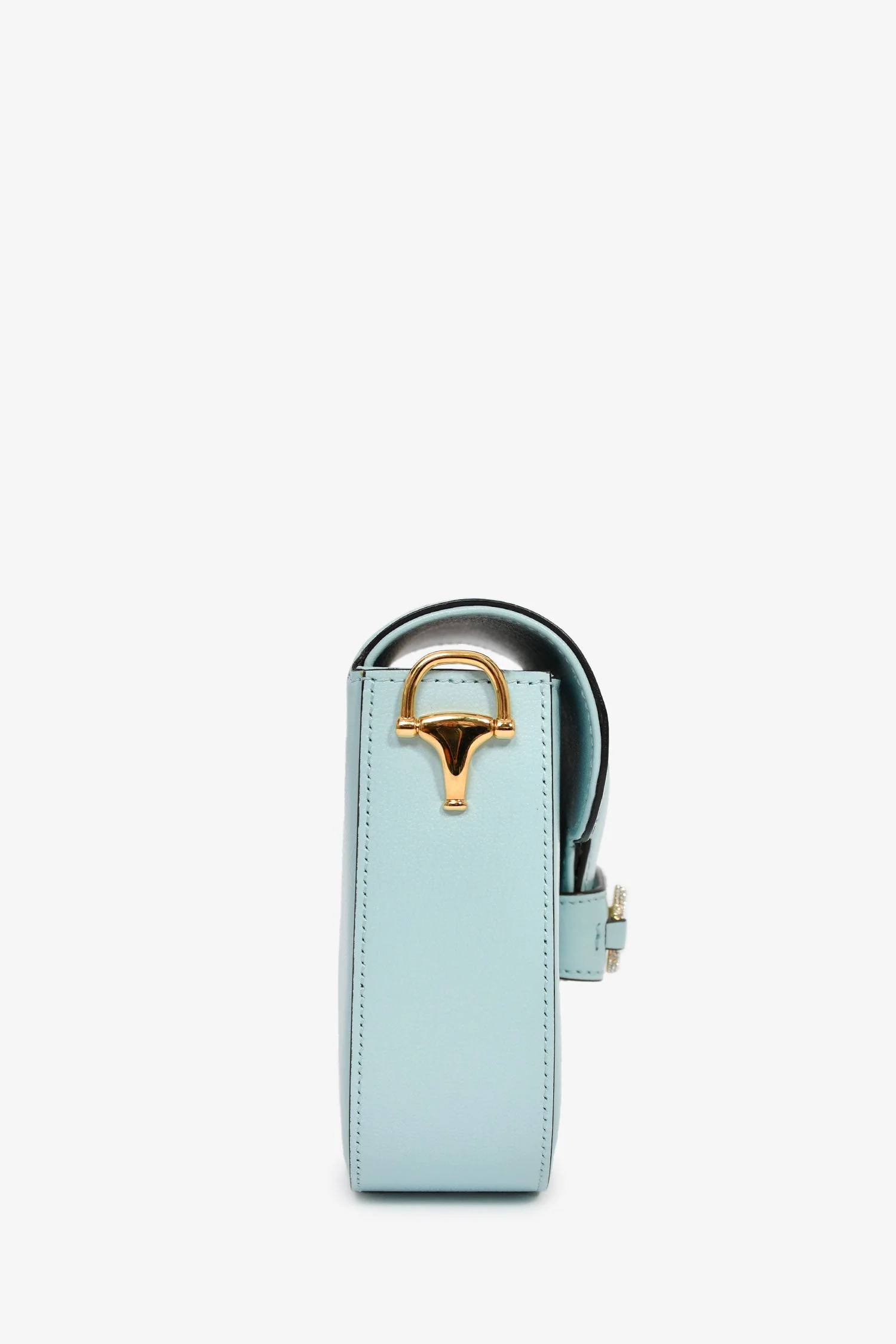 Gucci Blue Leather Crystal Horsebit 1955 Mini Shoulder Bag - Image 3