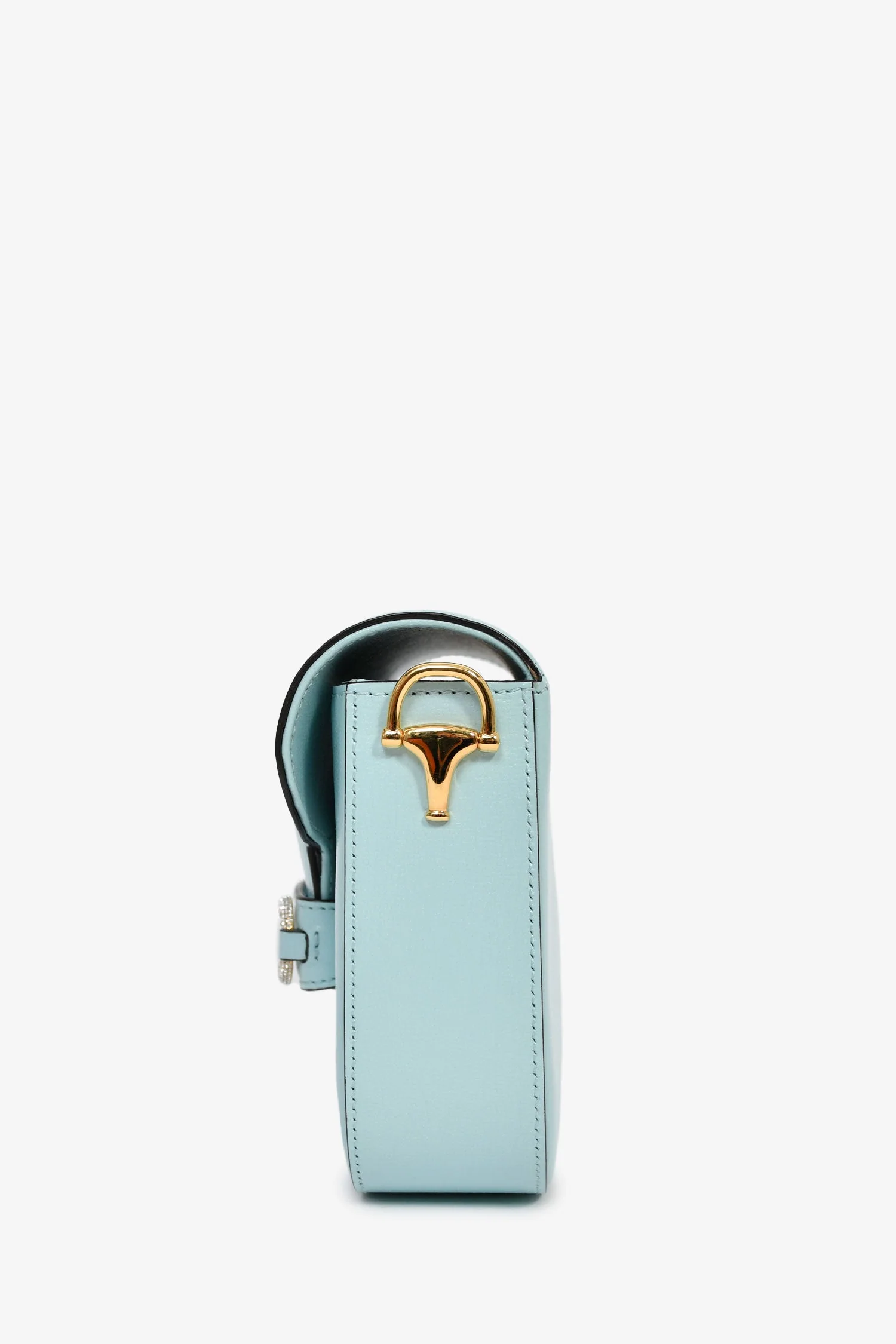 Gucci Blue Leather Crystal Horsebit 1955 Mini Shoulder Bag - Image 4