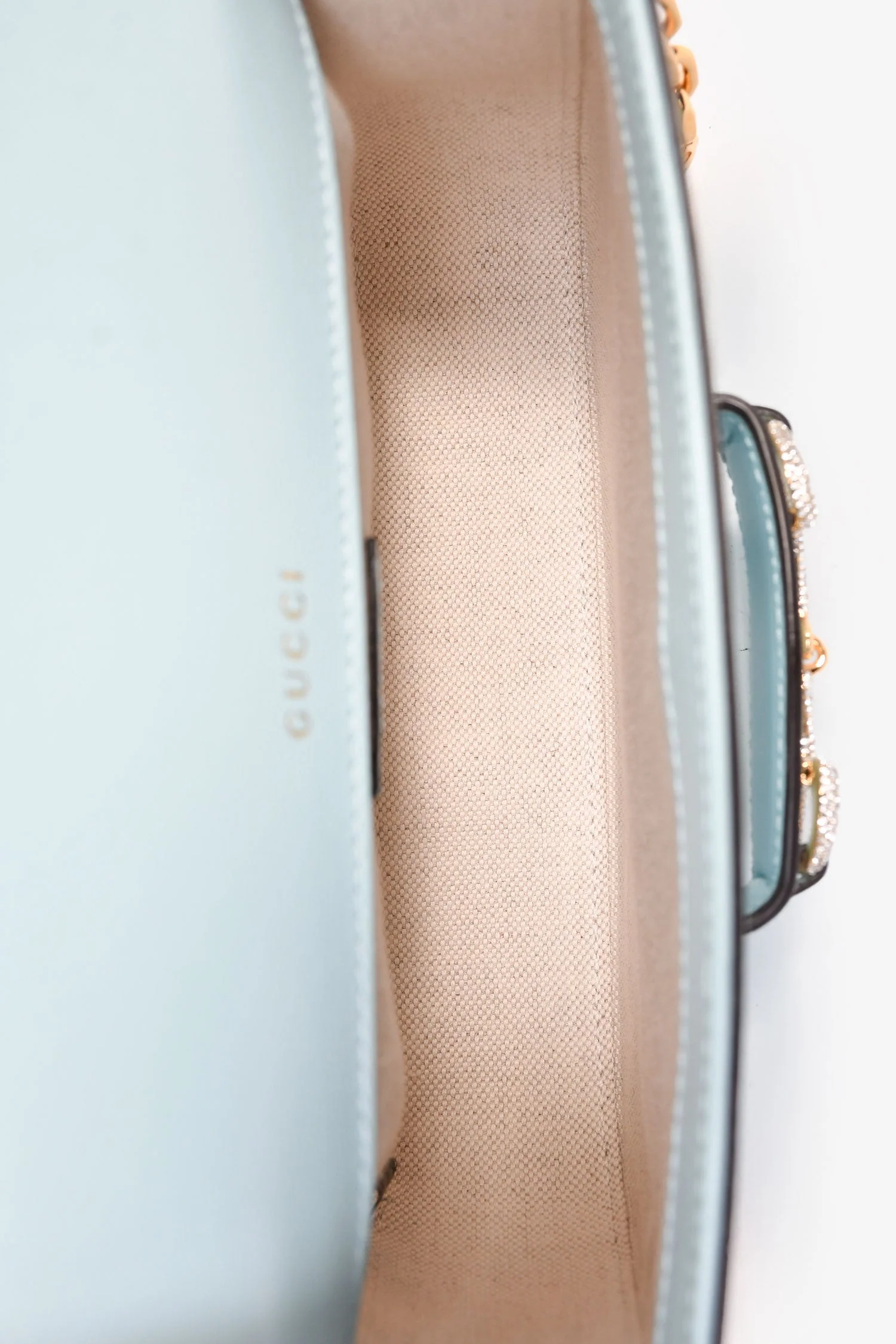 Gucci Blue Leather Crystal Horsebit 1955 Mini Shoulder Bag - Image 6