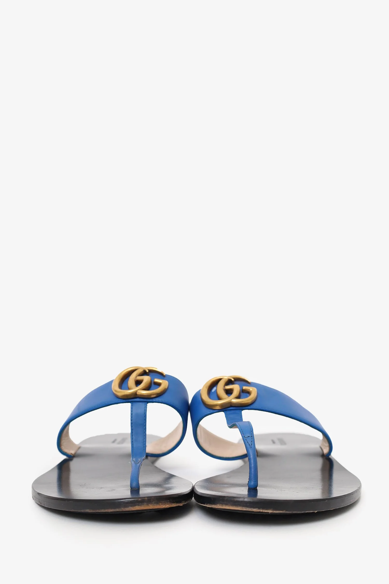 Gucci Blue Leather 'GG' Marmont Sandals Size 39.5 - Image 3