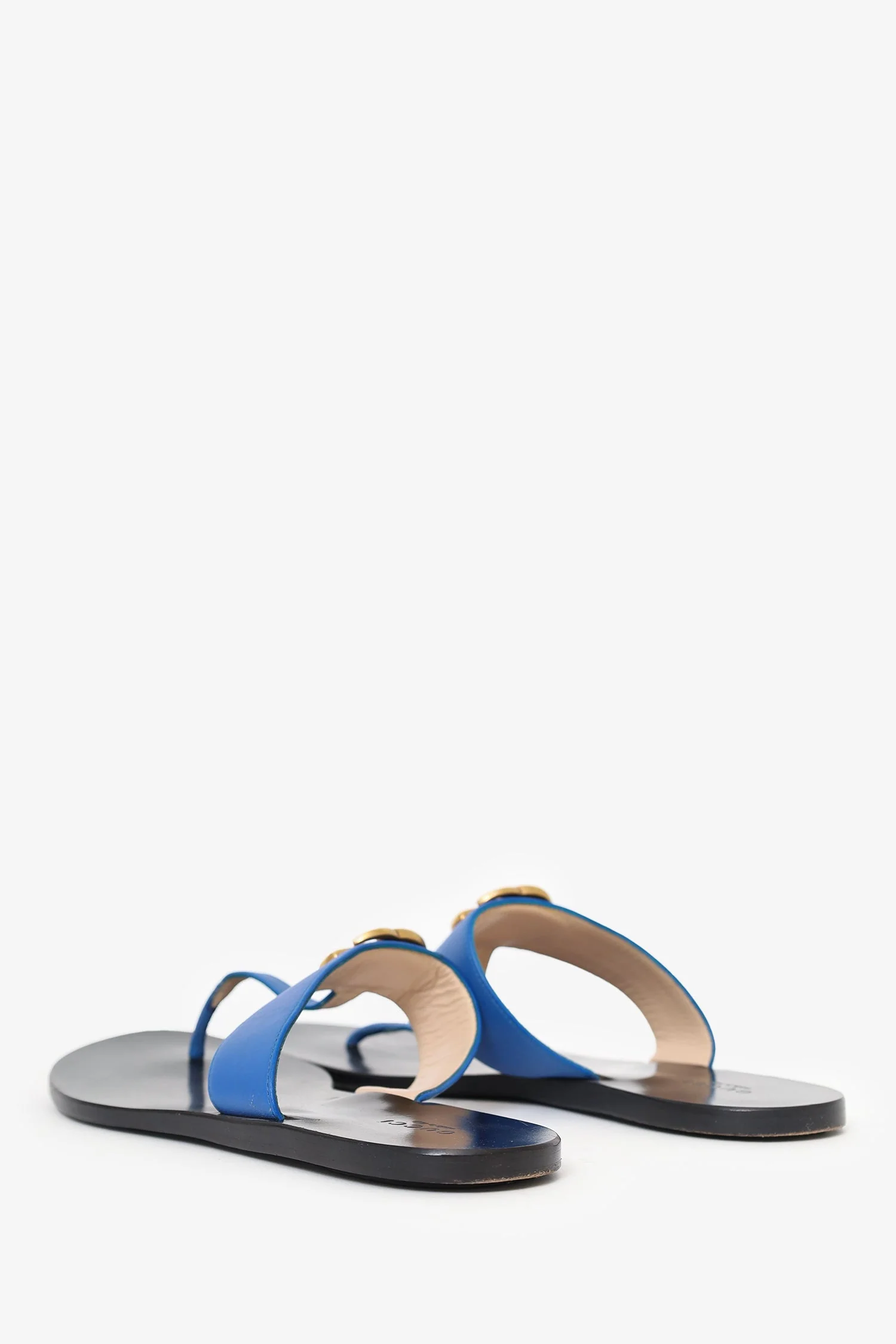 Gucci Blue Leather 'GG' Marmont Sandals Size 39.5 - Image 4