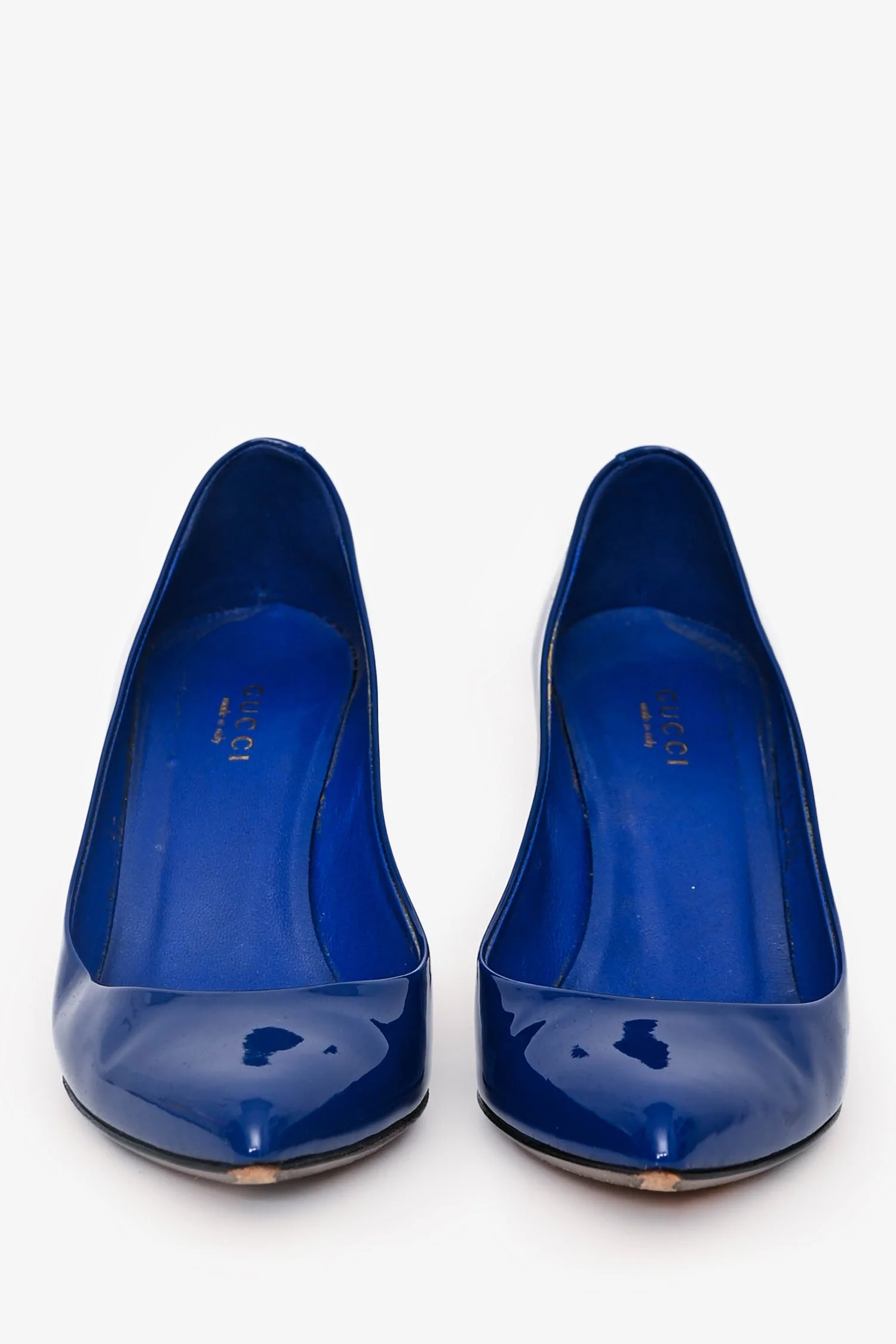 Gucci Blue Patent Leather Pointed Toe Heels Size 35.5 - Image 3