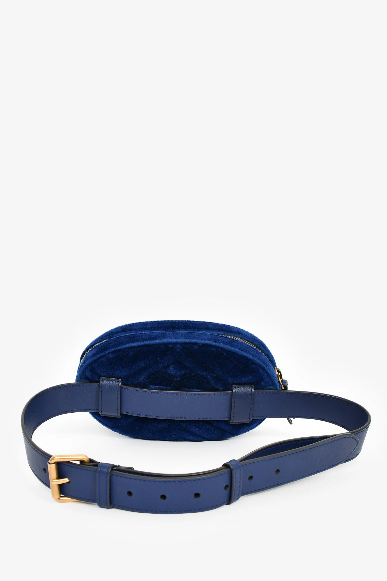 Gucci Blue Velvet Chevron Belt Bag - Image 2