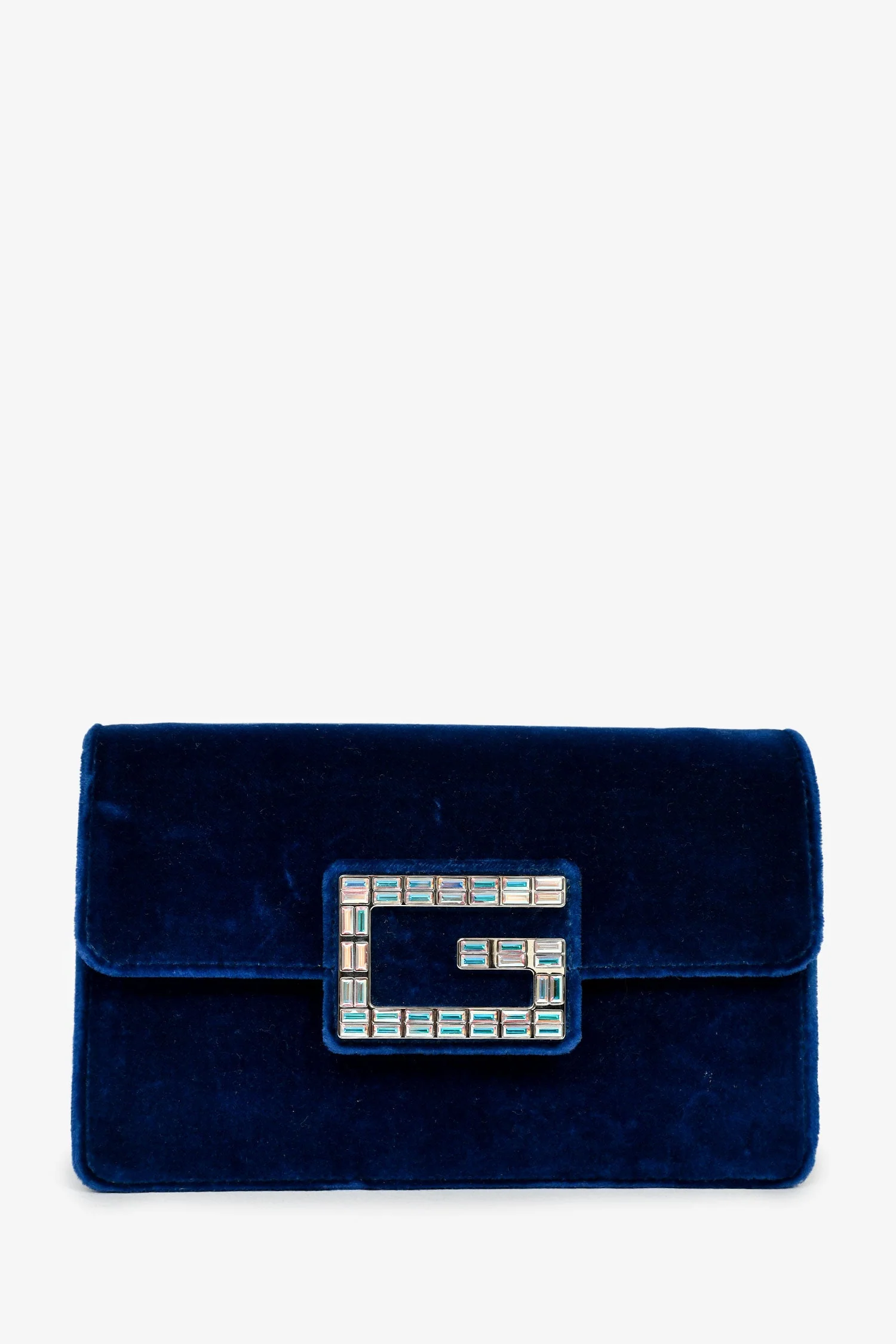 Gucci Blue Velvet GG Crystal 'Broadway' Mini Shoulder Bag