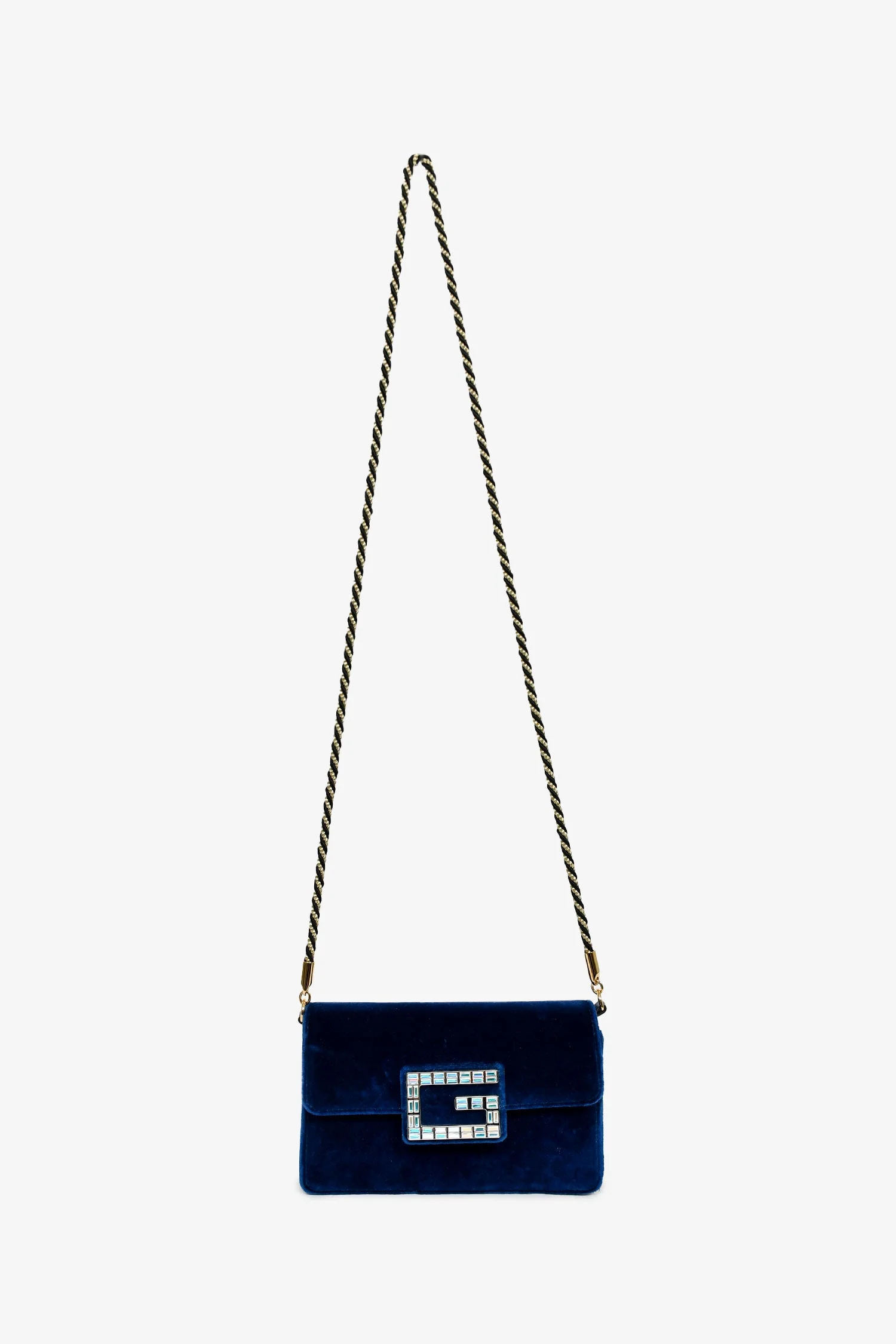 Gucci Blue Velvet GG Crystal 'Broadway' Mini Shoulder Bag - Image 7