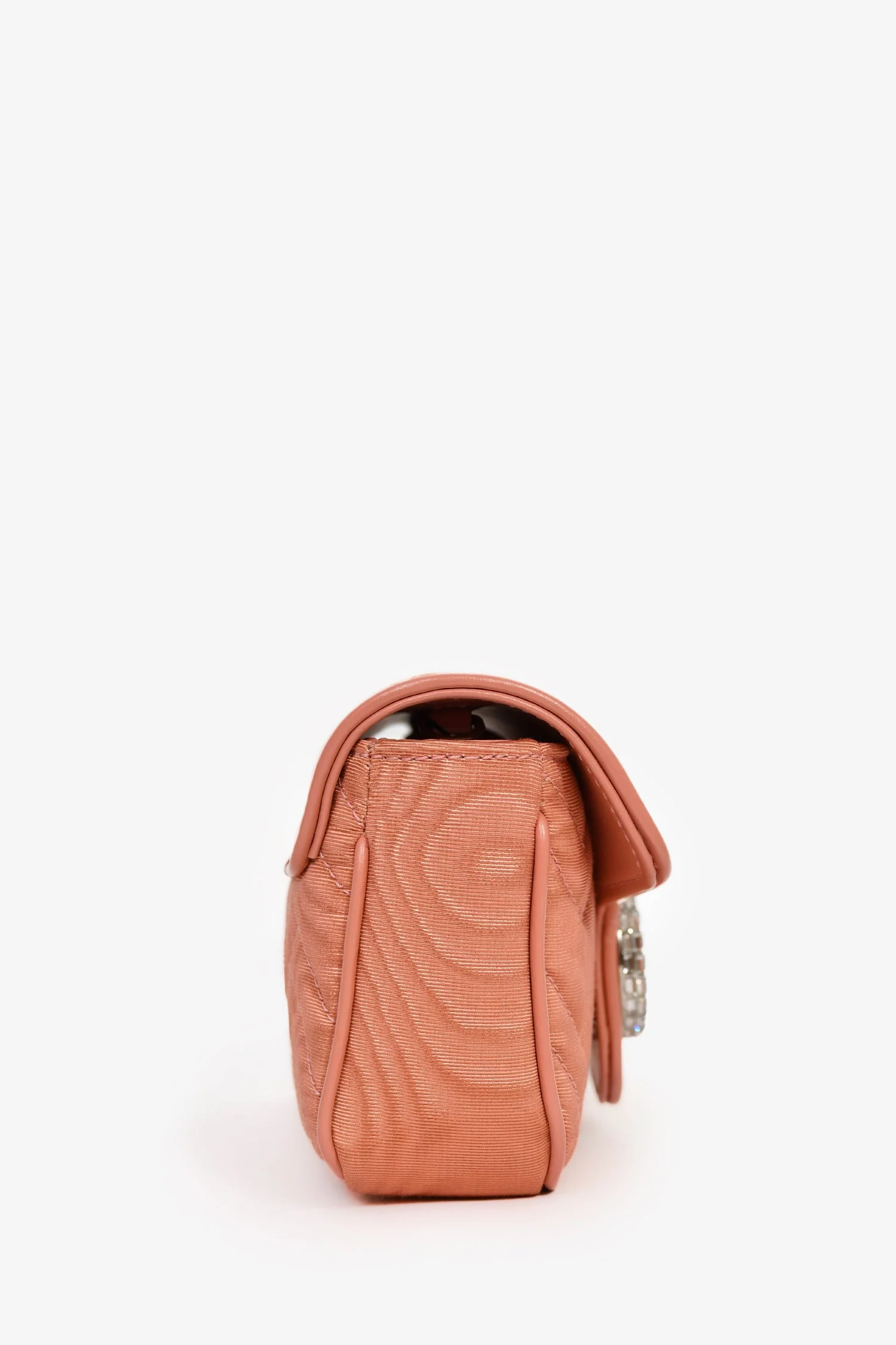 Gucci Blush Moire Mini GG Marmont Crystal Chain Belt Bag - Image 3