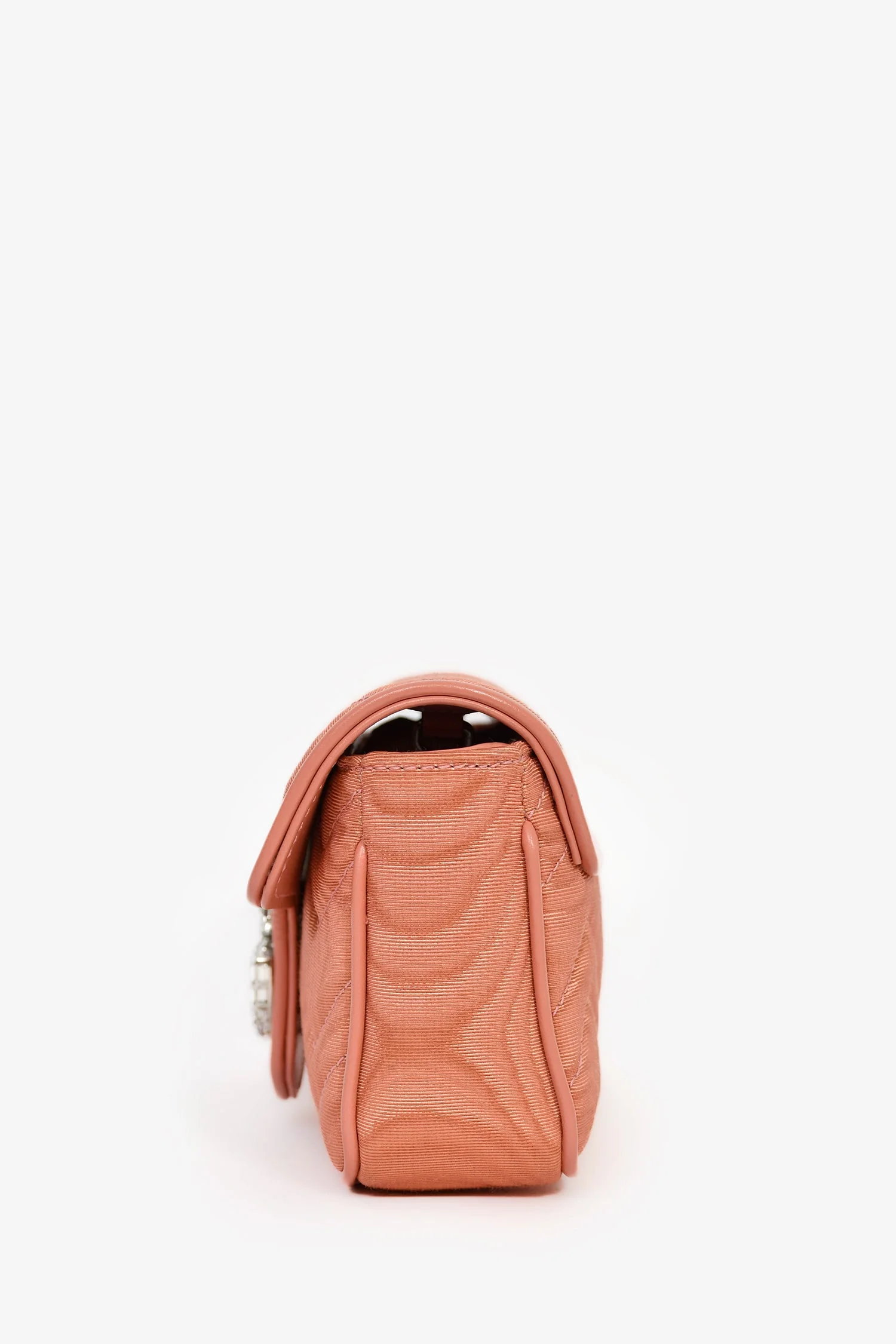 Gucci Blush Moire Mini GG Marmont Crystal Chain Belt Bag - Image 4