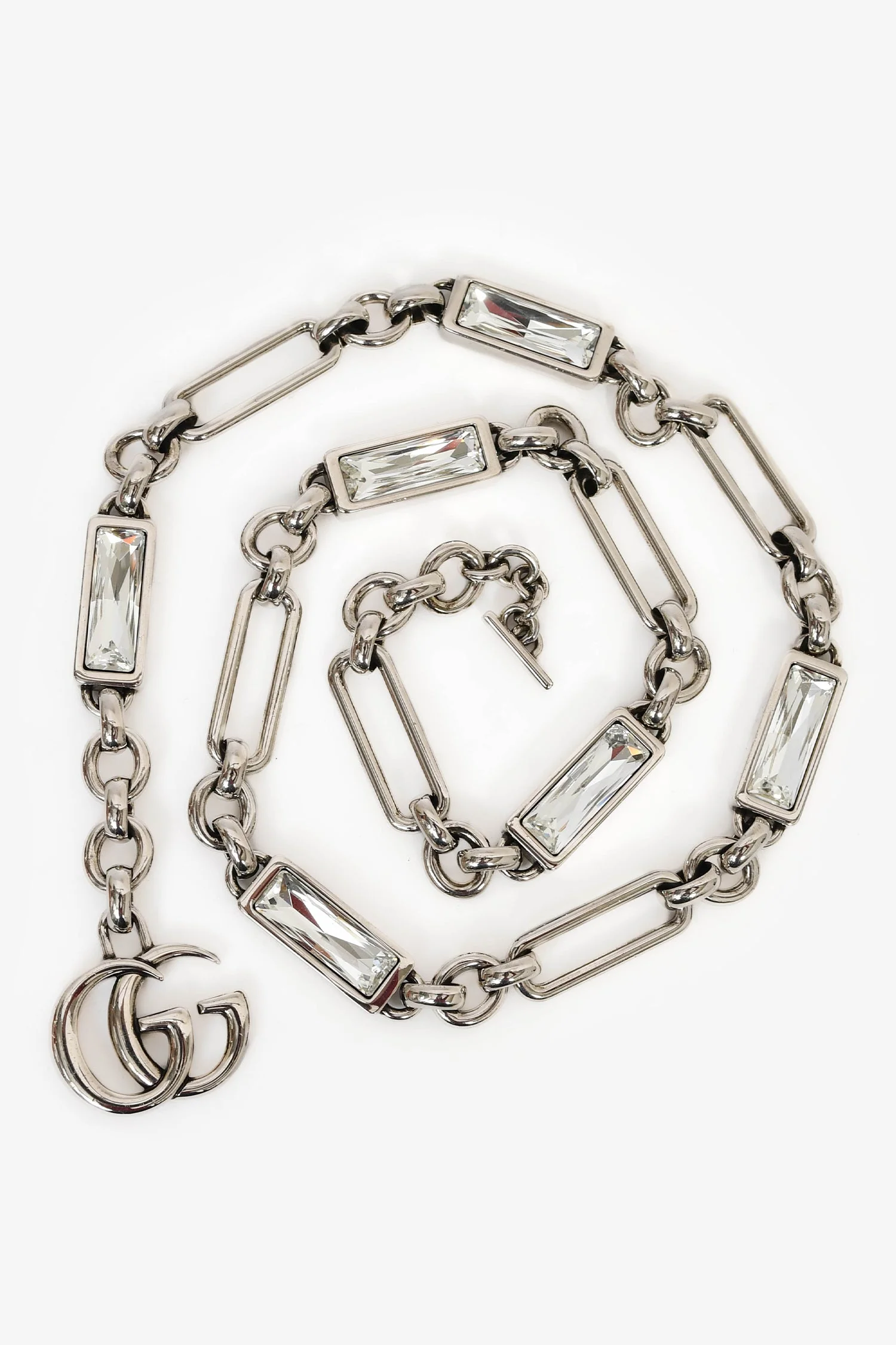 Gucci Blush Moire Mini GG Marmont Crystal Chain Belt Bag - Image 8