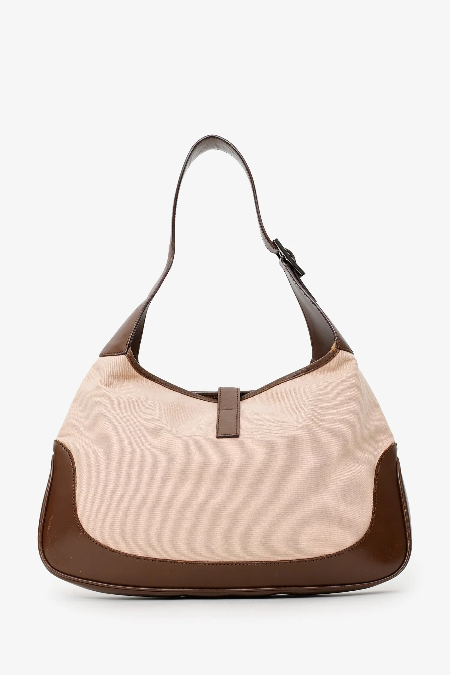 Gucci Brown/Beige Canvas and Leather Jackie O Hobo - Image 2