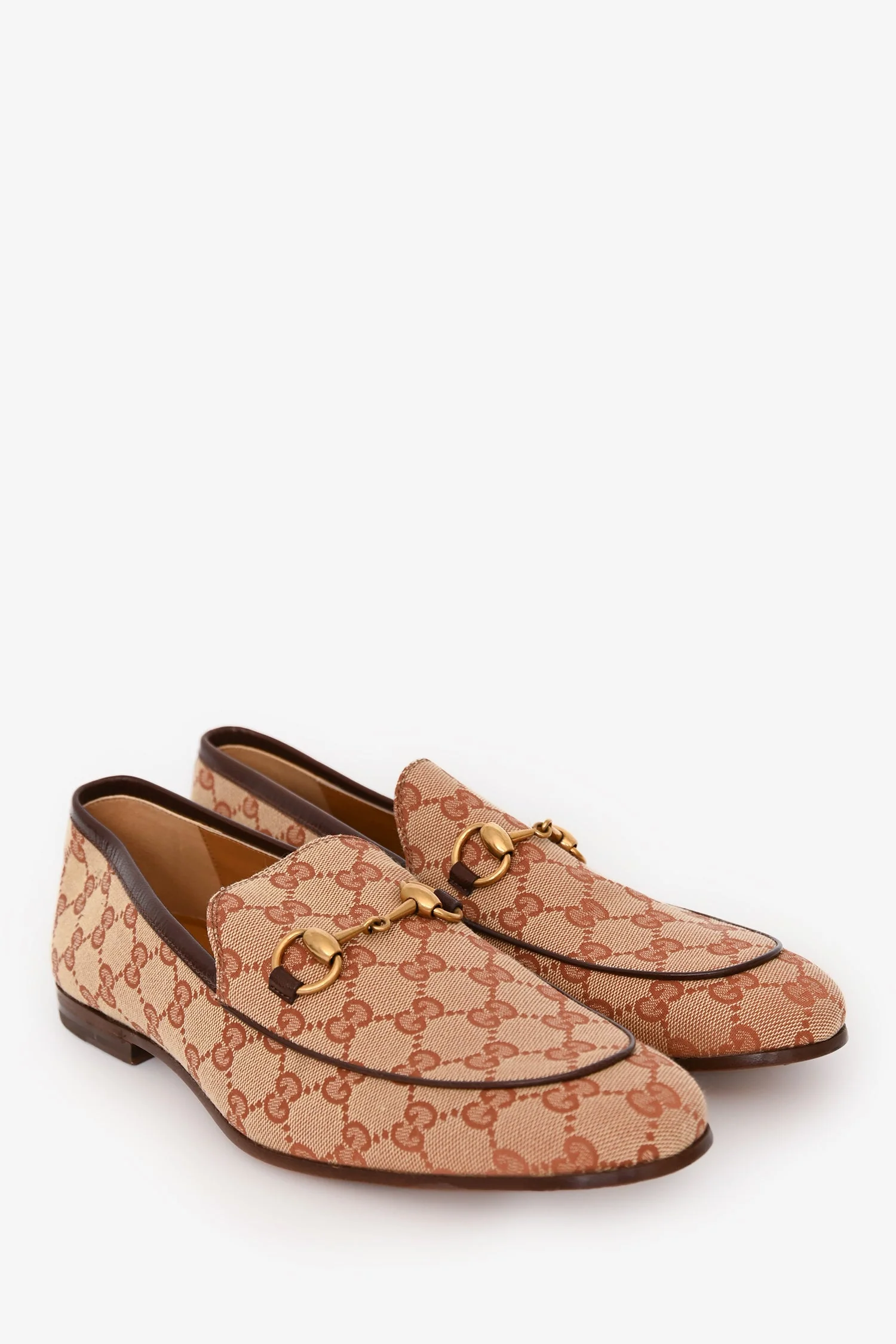 Gucci Brown Canvas GG Monogram Horsebit 'Jordaan' Loafers Size 9 - Image 2