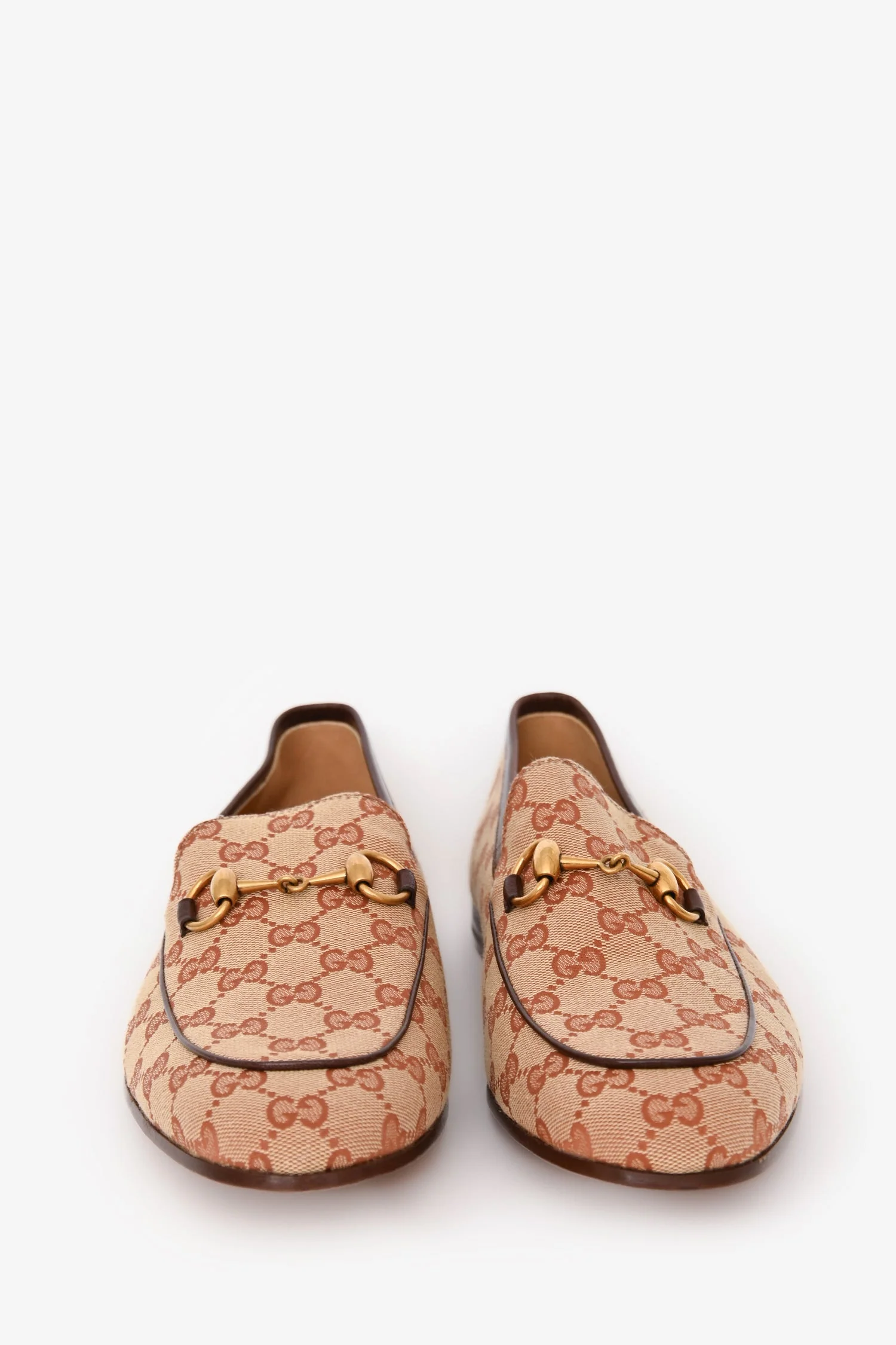 Gucci Brown Canvas GG Monogram Horsebit 'Jordaan' Loafers Size 9 - Image 3
