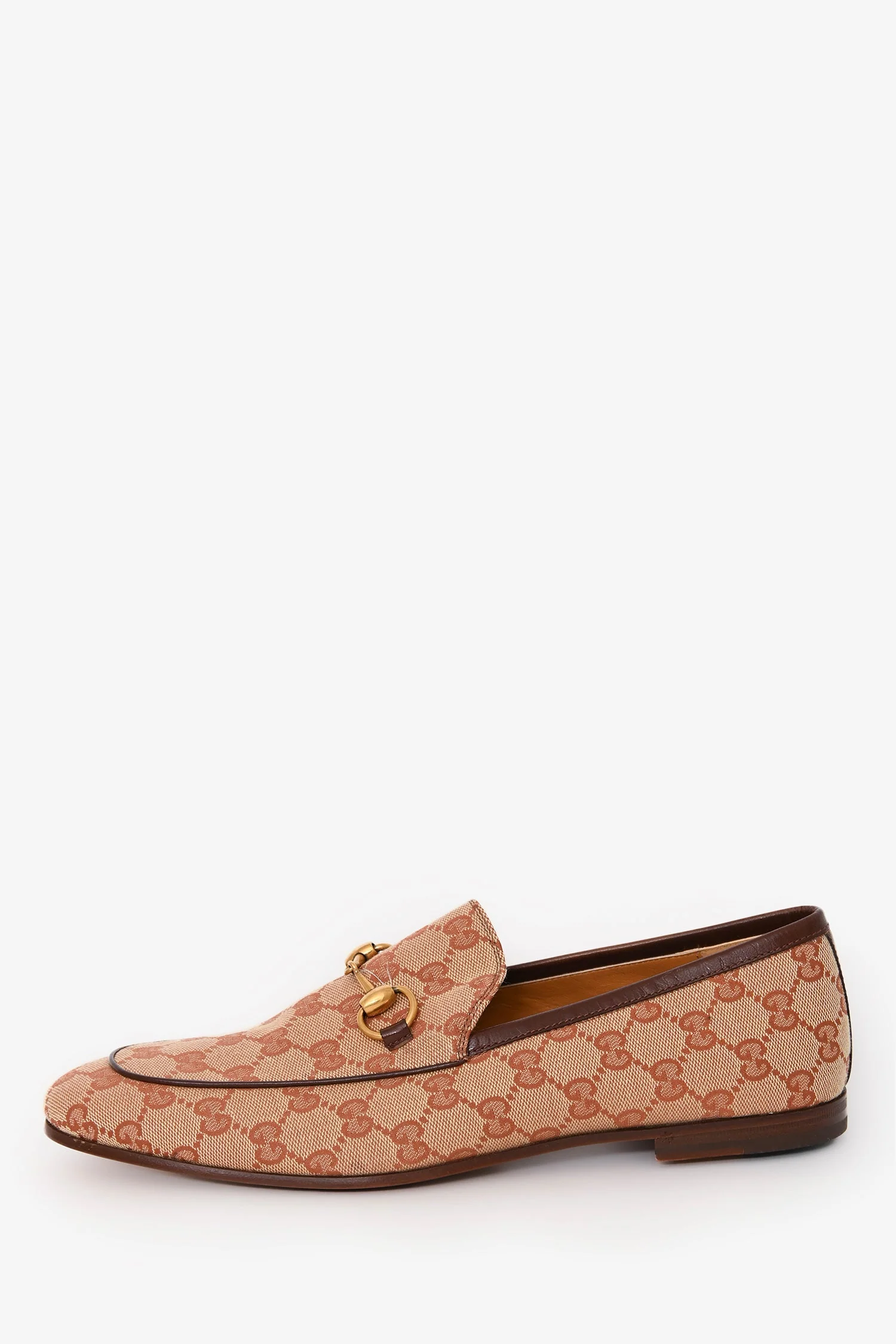 Gucci Brown Canvas GG Monogram Horsebit 'Jordaan' Loafers Size 9 - Image 4