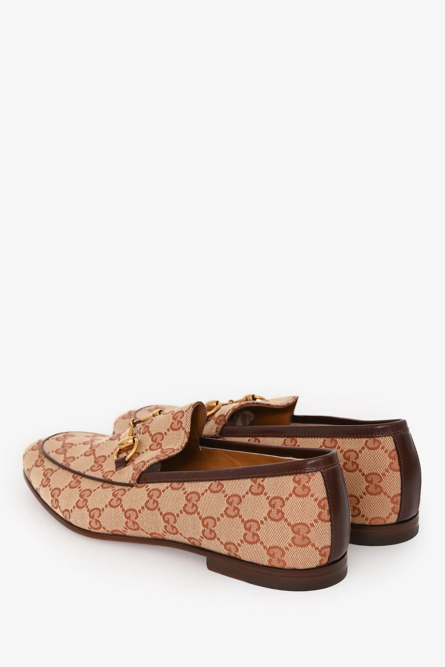 Gucci Brown Canvas GG Monogram Horsebit 'Jordaan' Loafers Size 9 - Image 5