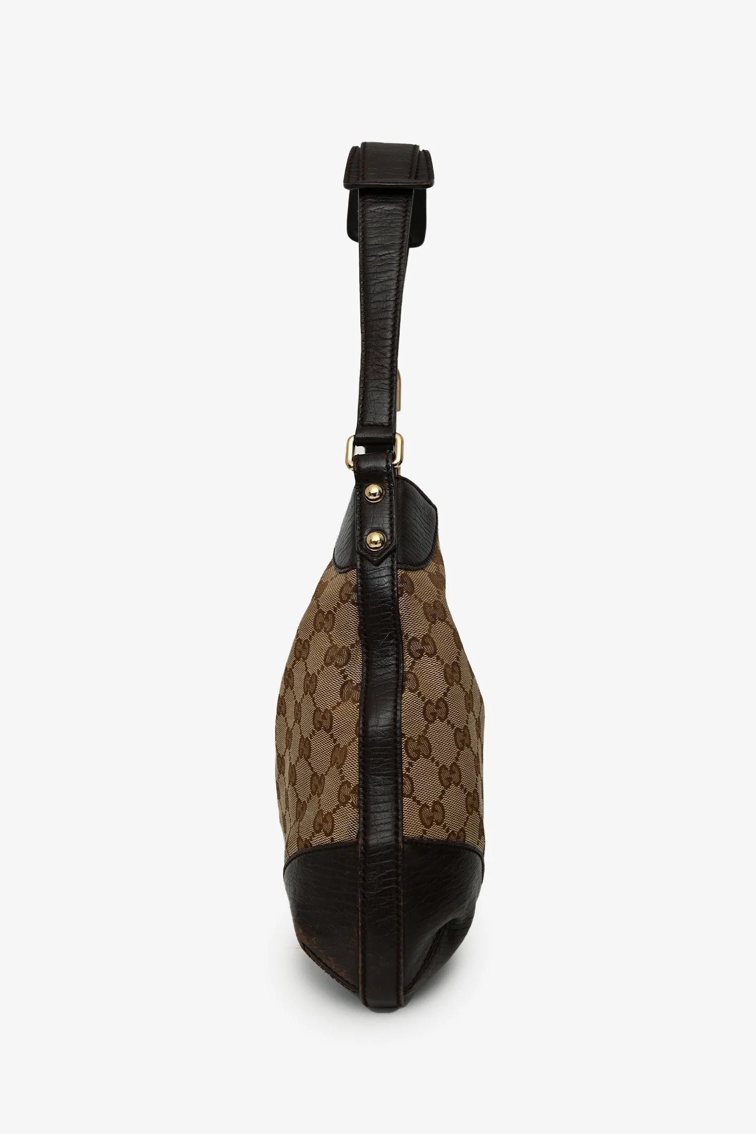 Gucci Brown Canvas 'GG' Web Horsebit Hobo Bag - Image 4