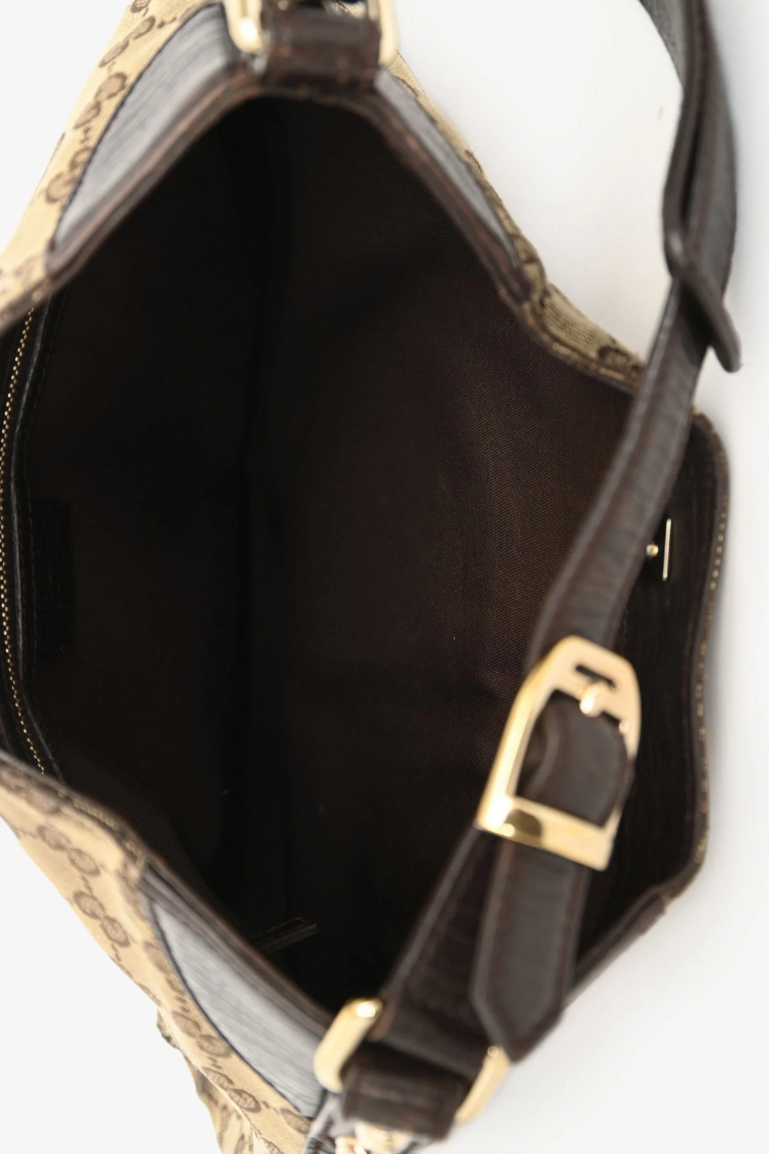 Gucci Brown Canvas 'GG' Web Horsebit Hobo Bag - Image 6