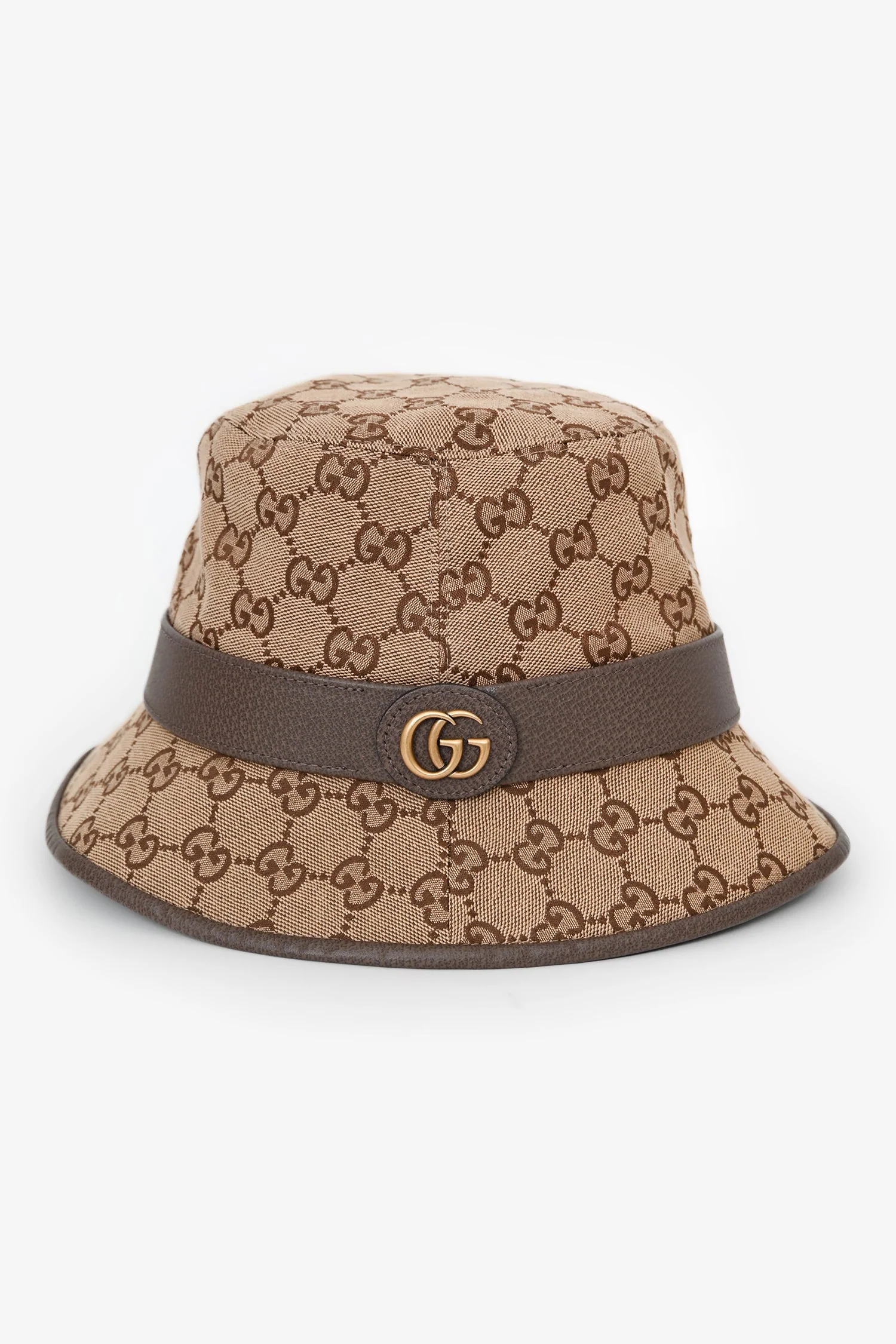Gucci Brown Canvas/Leather GG Monogram Bucket Hat Size L - Image 2