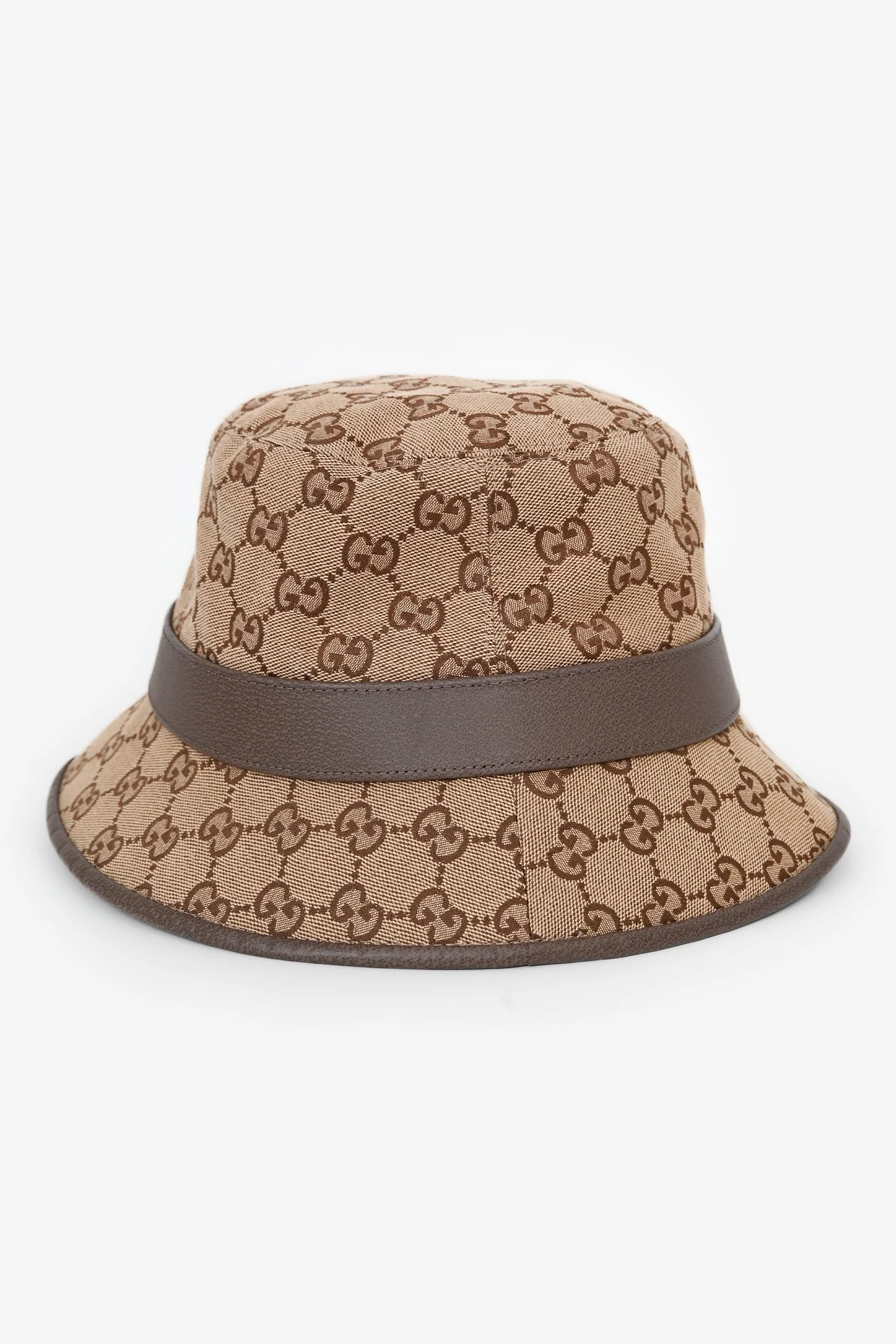 Gucci Brown Canvas/Leather GG Monogram Bucket Hat Size L - Image 4