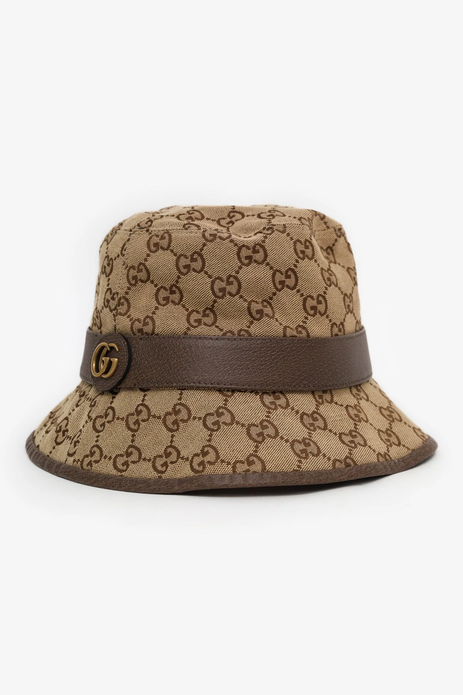 Gucci Brown Canvas/Leather GG Monogram Bucket Hat Size M - Image 2