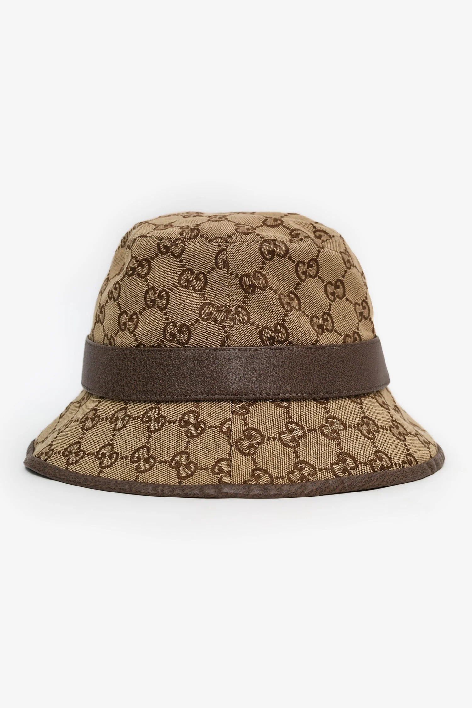 Gucci Brown Canvas/Leather GG Monogram Bucket Hat Size M - Image 3