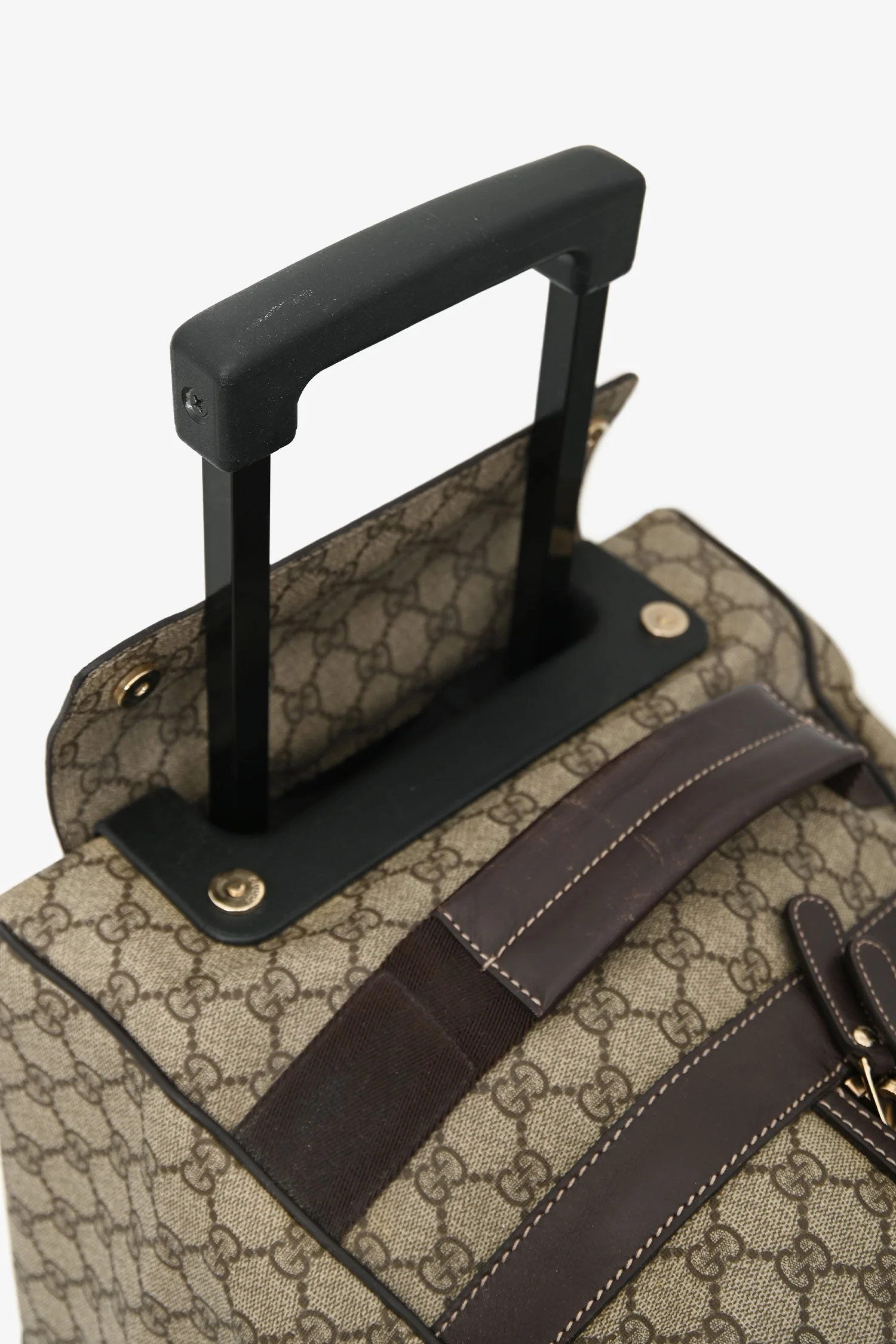 Gucci Brown Coated Canvas/Leather Duffle Trolley Bag - Image 8