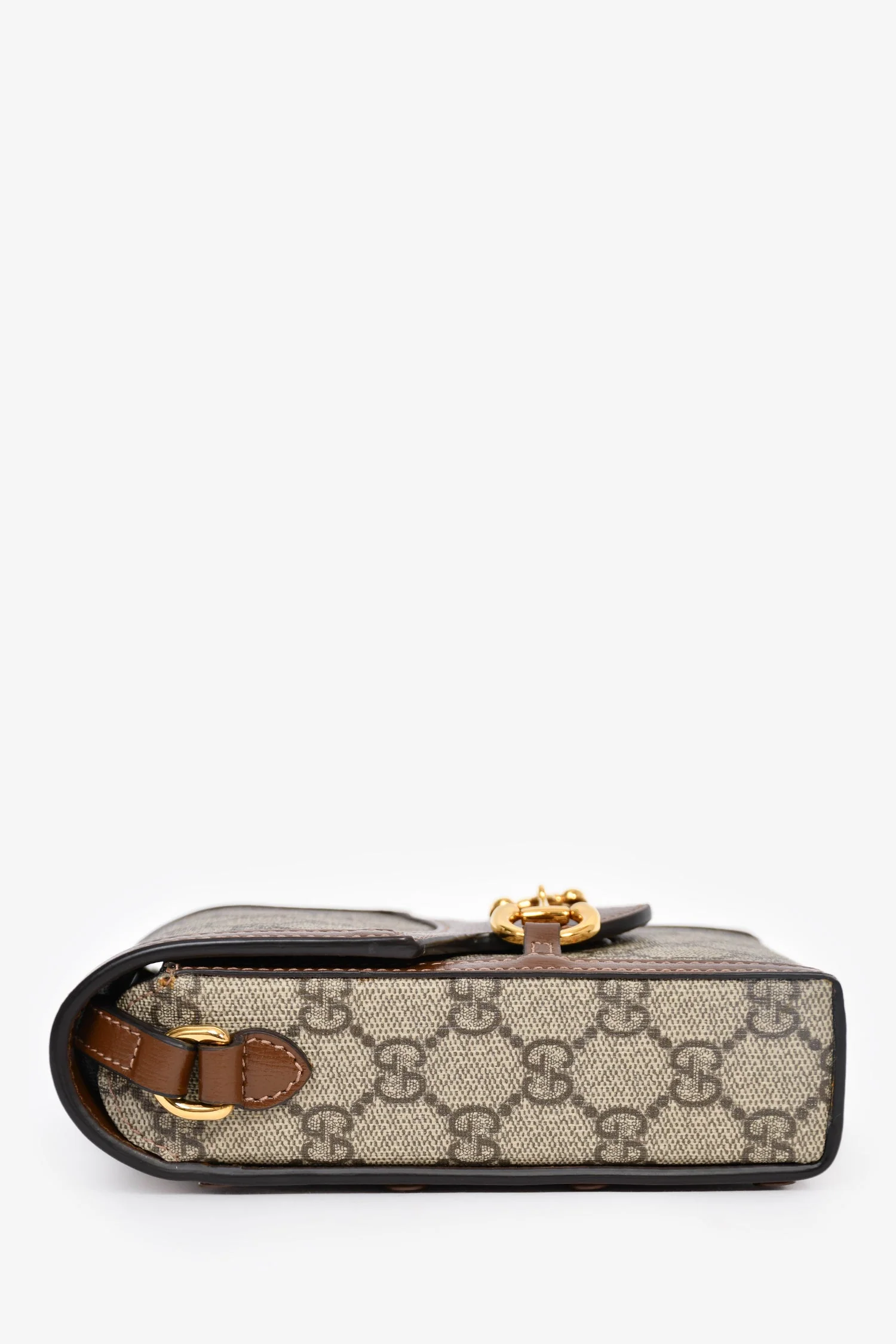 Gucci Brown GG Supreme Canvas Horsebit 1955 Mini Crossbody Bag - Image 4
