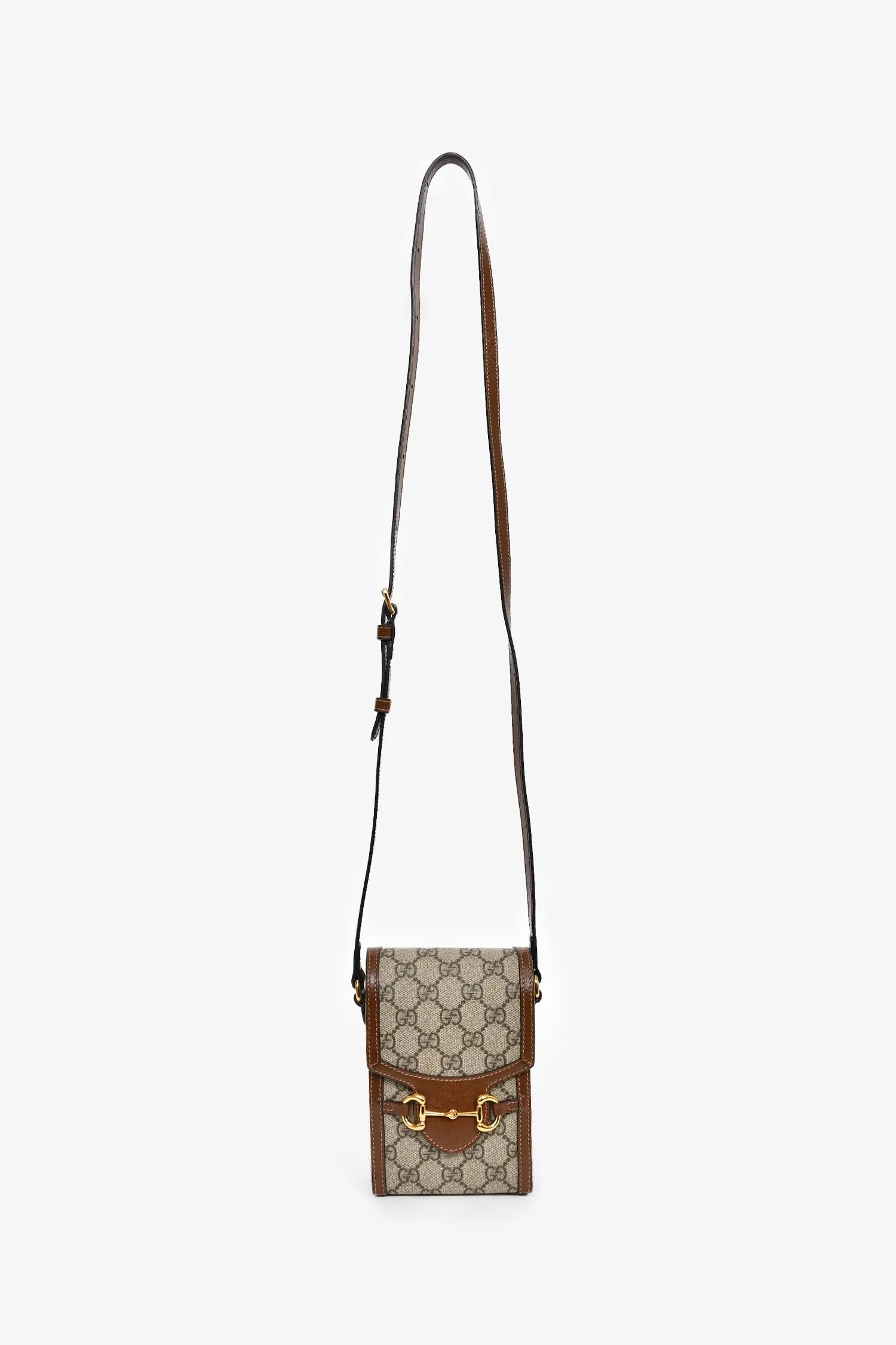 Gucci Brown GG Supreme Canvas Horsebit 1955 Mini Crossbody Bag - Image 7