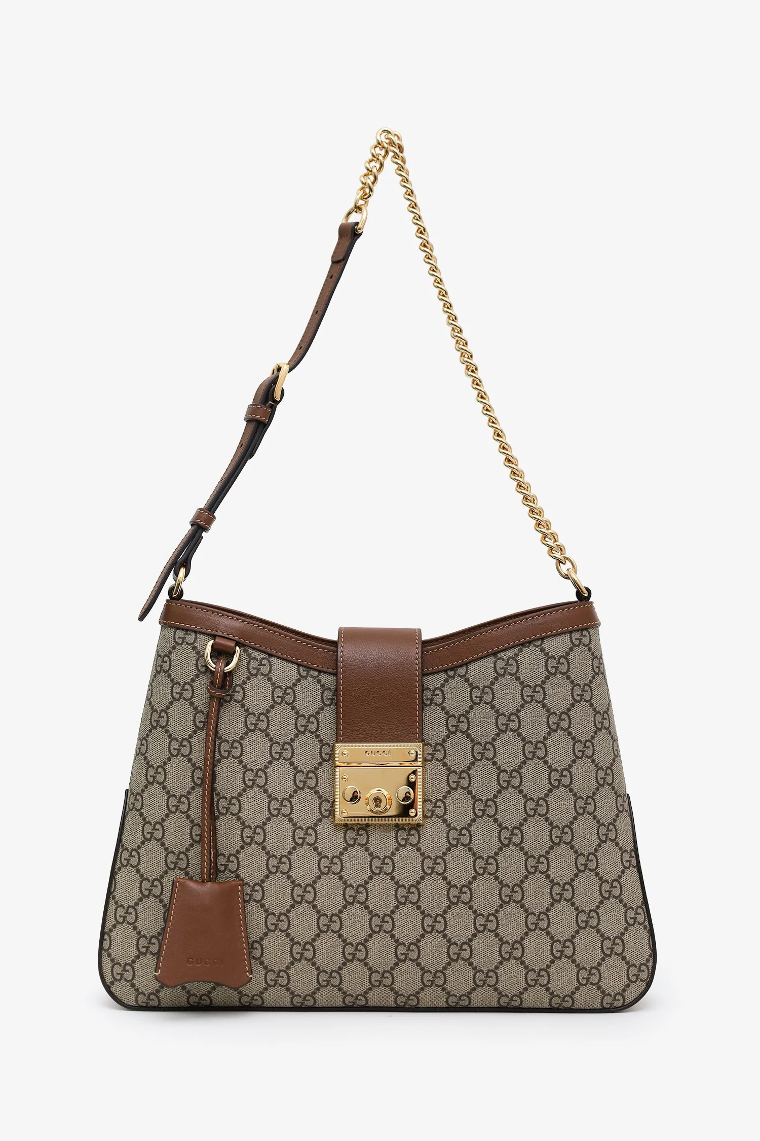 Gucci Brown GG Supreme Leather Padlock GG Medium Shoulder Bag - Image 6
