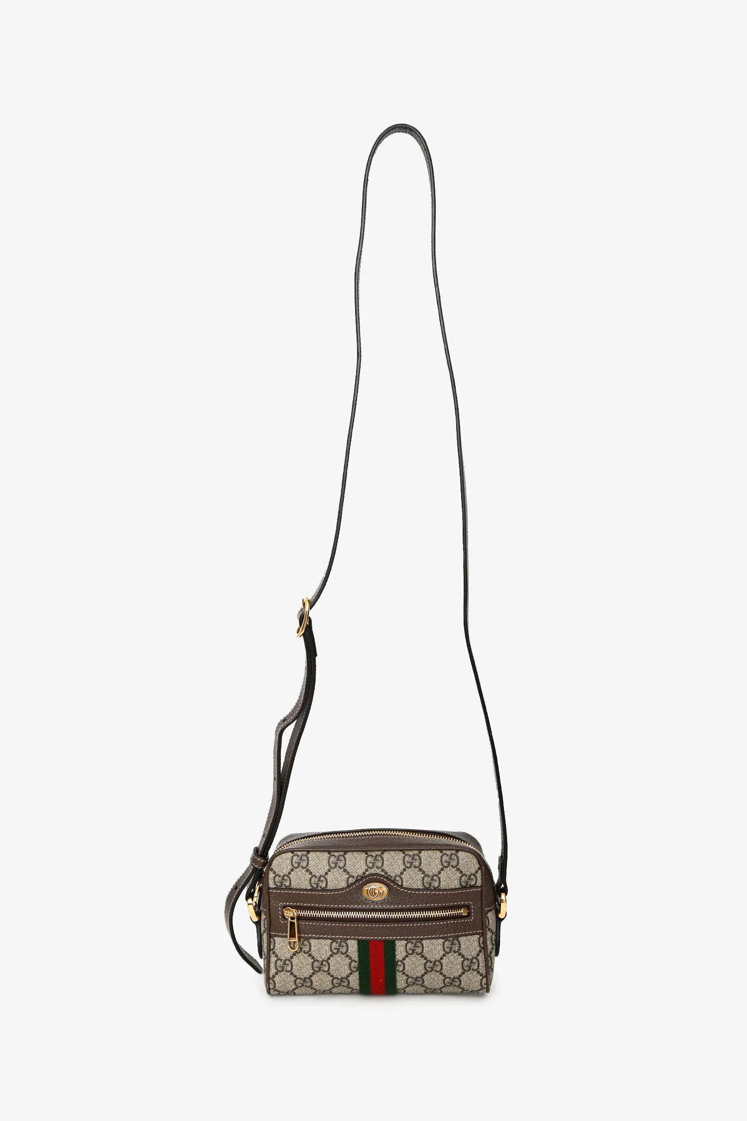 Gucci Brown GG Supreme Ophidia Mini Crossbody Bag - Image 7