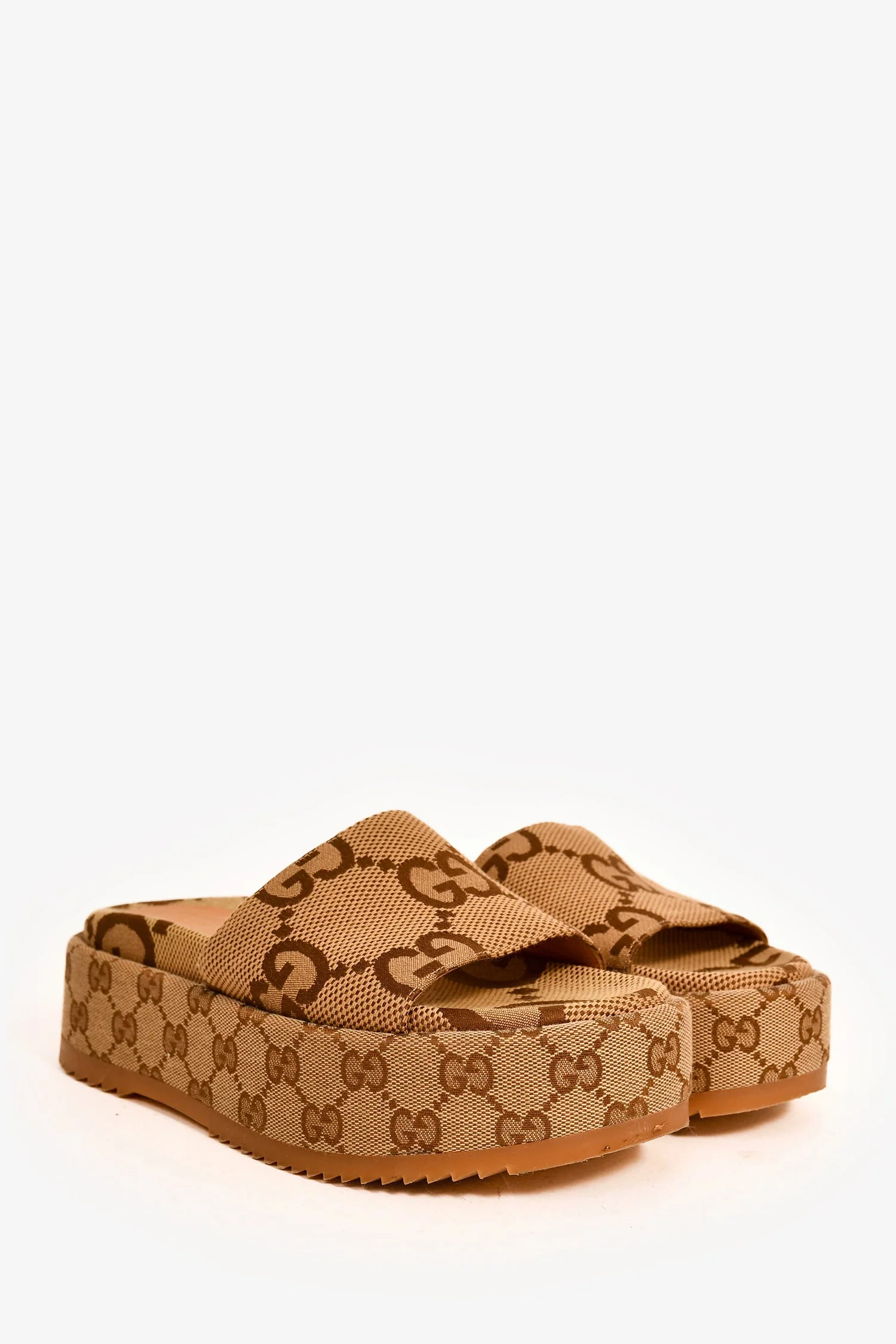 Gucci Brown Giant GG Monogram Canvas Platform Sandals Size 35 - Image 2