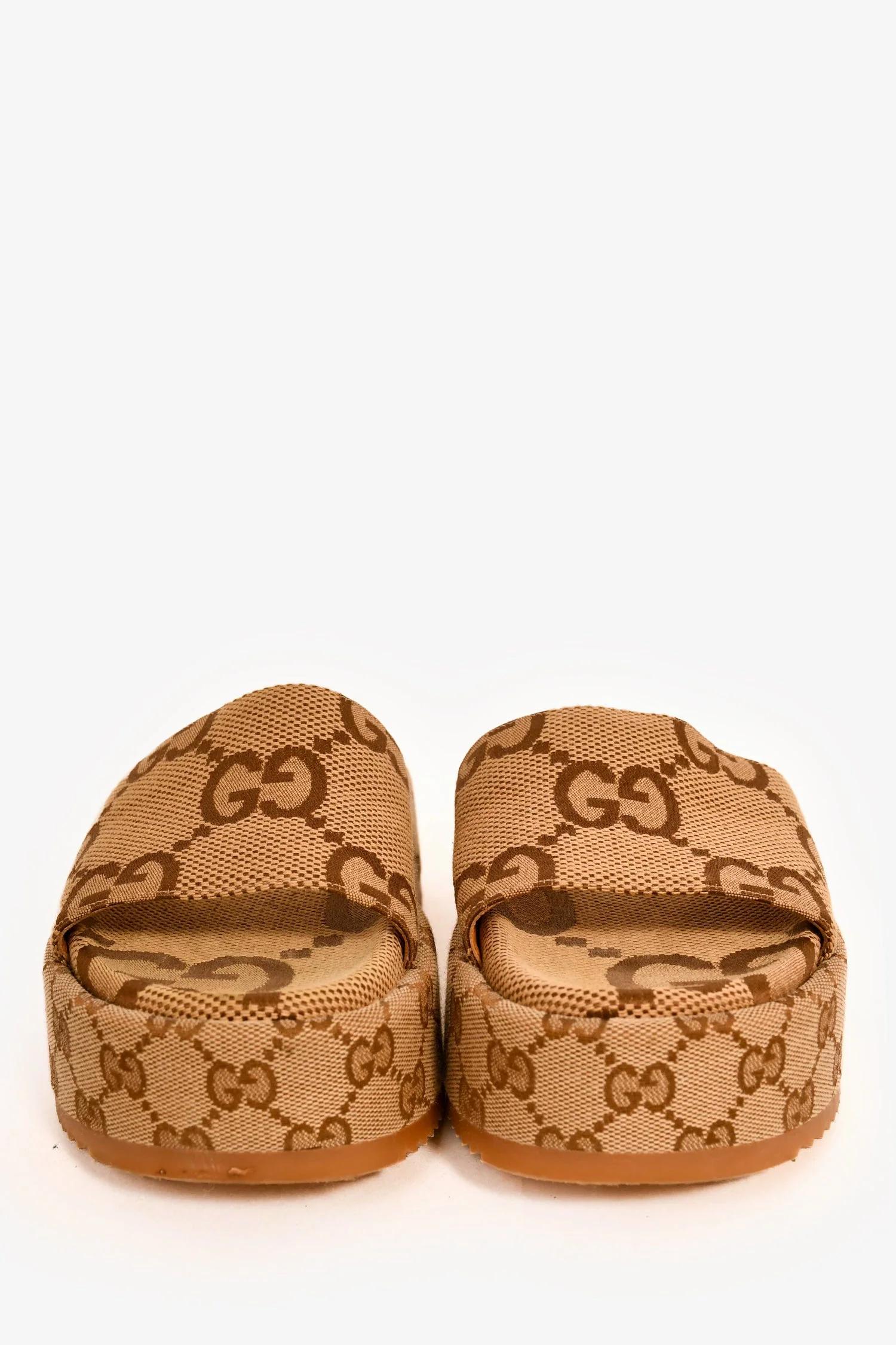 Gucci Brown Giant GG Monogram Canvas Platform Sandals Size 35 - Image 3