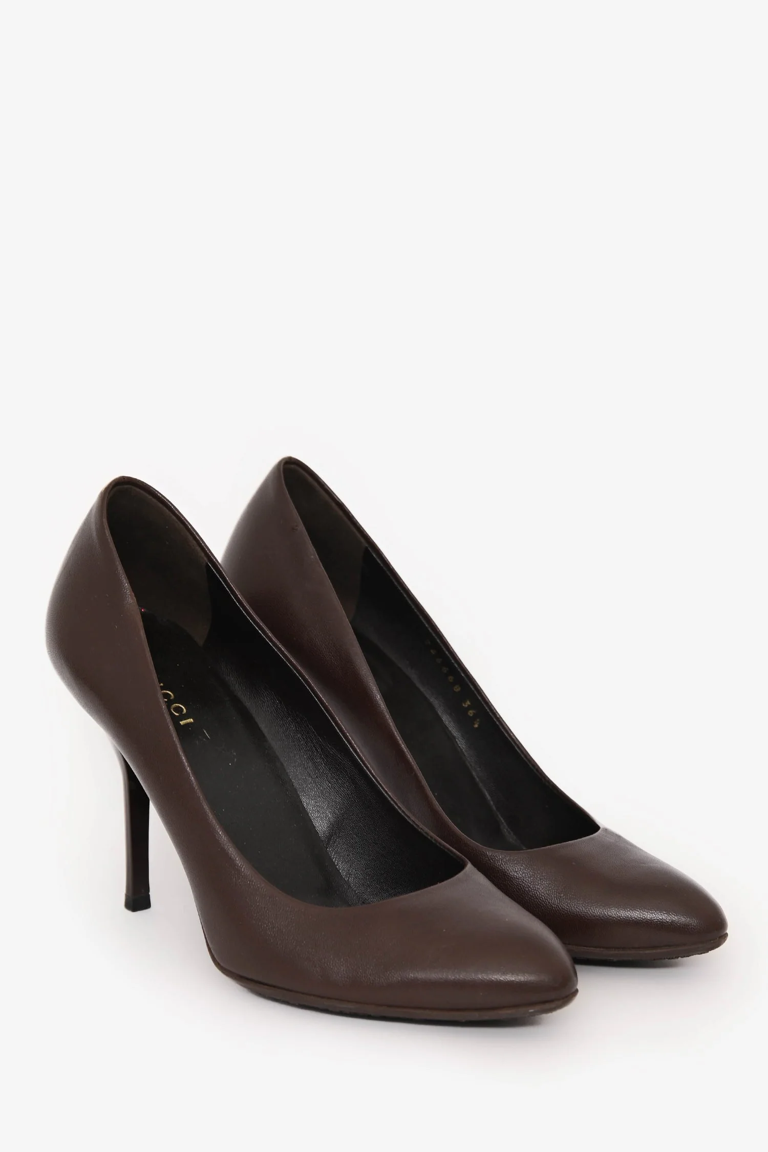 Gucci Brown Leather Almond Toe Pumps Size 36.5 - Image 2