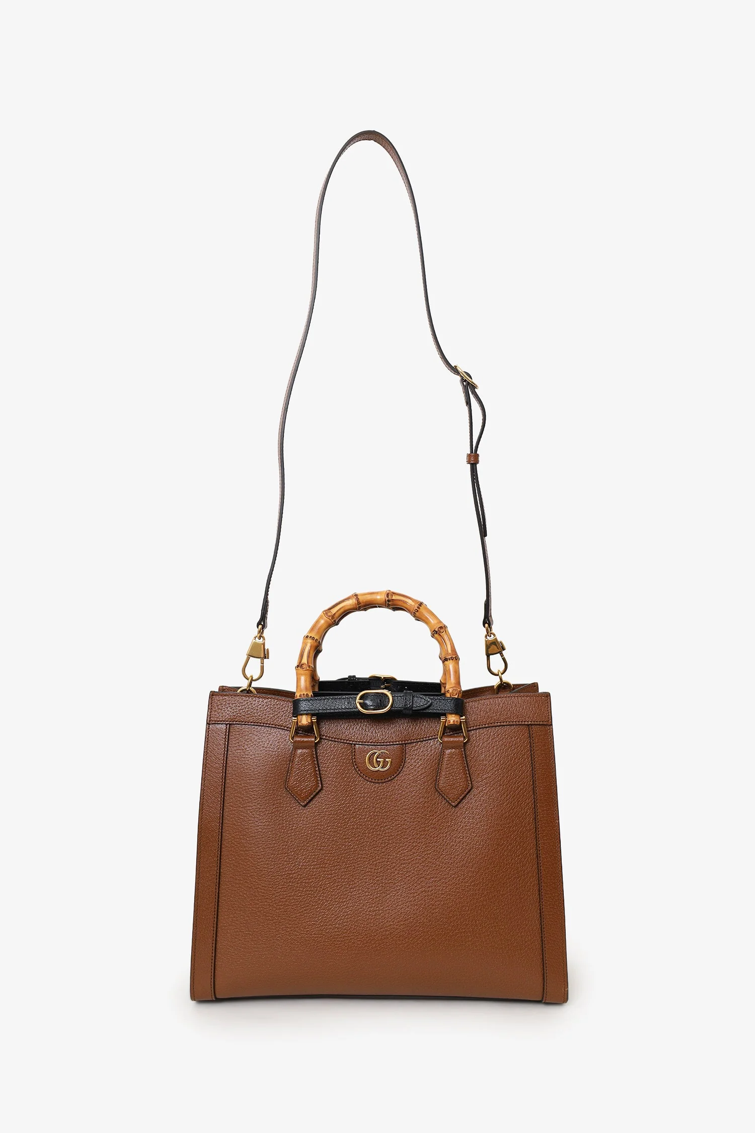 Gucci Brown Leather Bamboo Diana Medium Tote Bag With Two Straps - Image 6