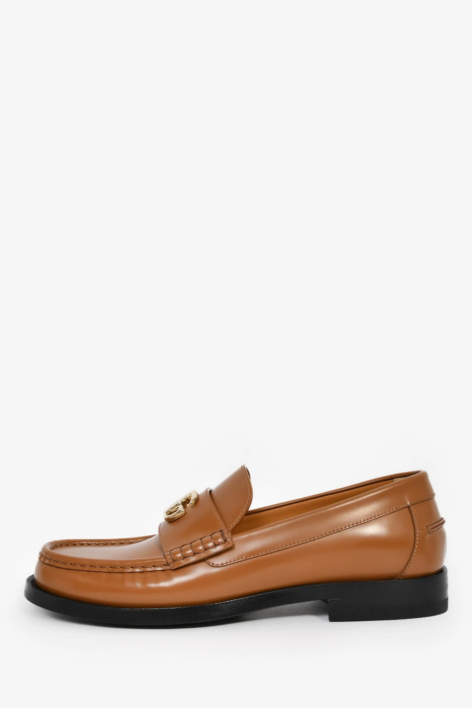 Gucci Brown Leather Double G Loafers Size 39 - Image 4