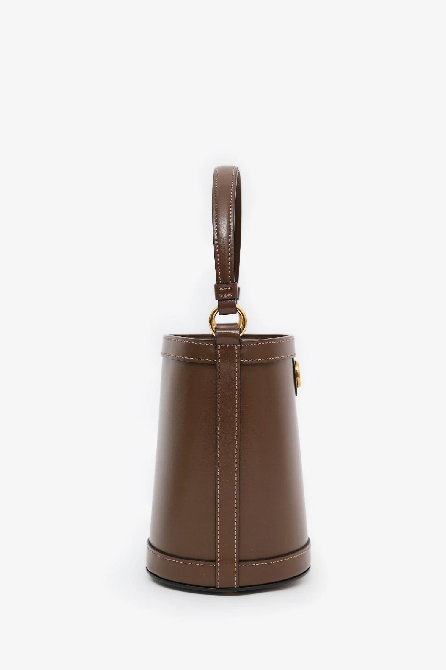 Gucci Brown Leather GG Canvas Ophidia Mini Bucket Bag - Image 3