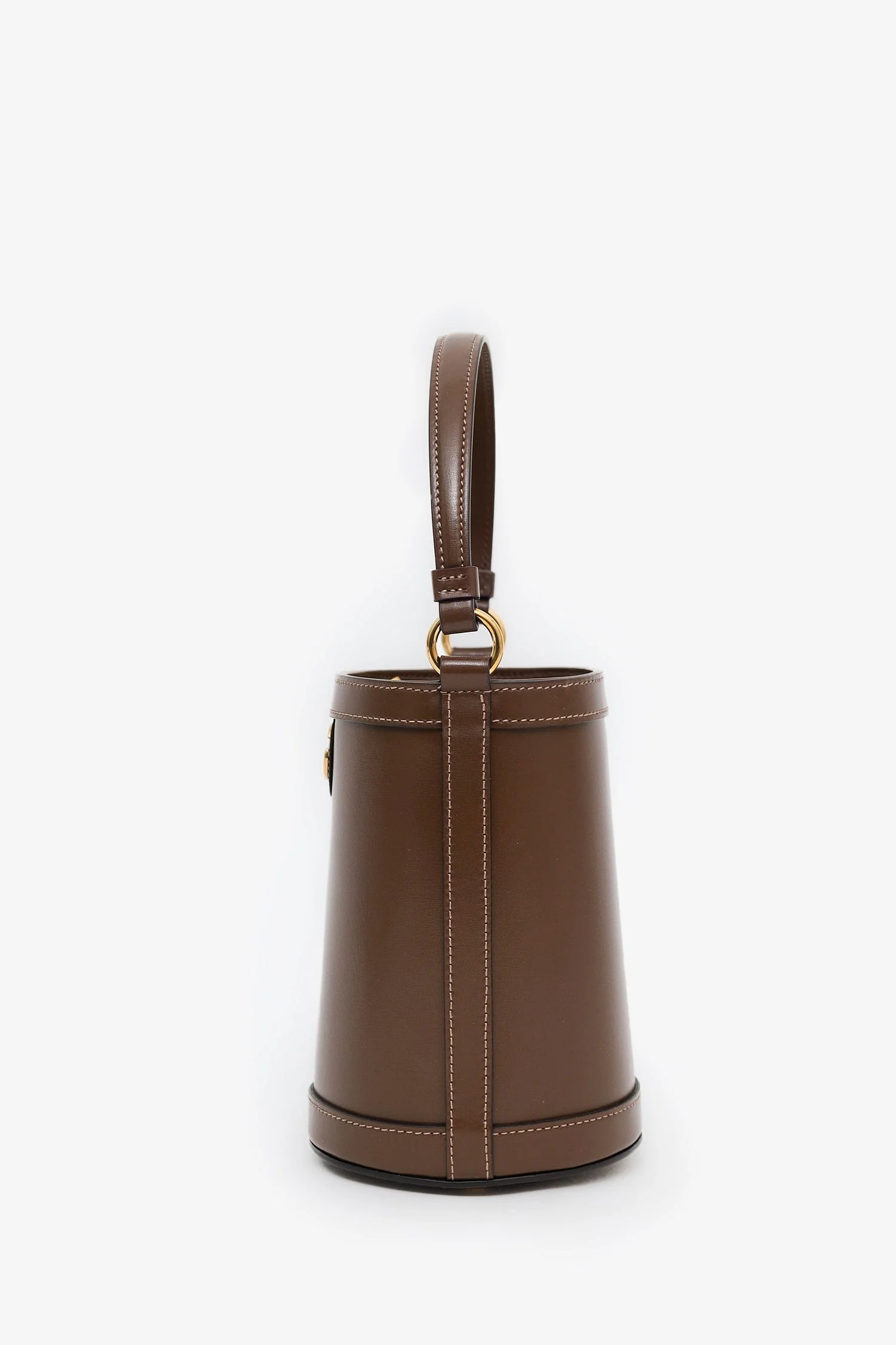 Gucci Brown Leather GG Canvas Ophidia Mini Bucket Bag - Image 4