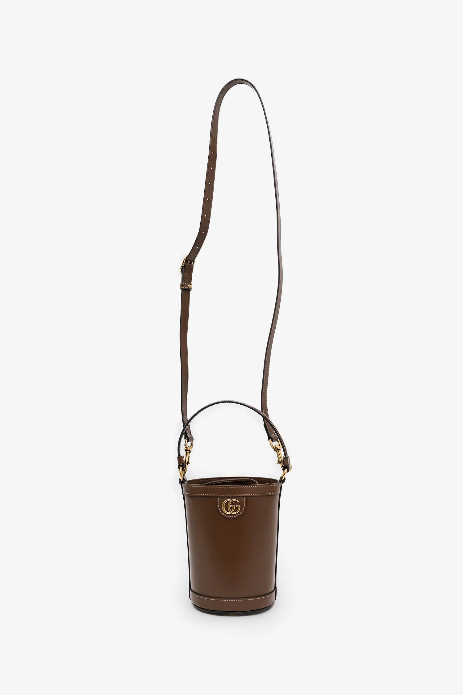 Gucci Brown Leather GG Canvas Ophidia Mini Bucket Bag - Image 7