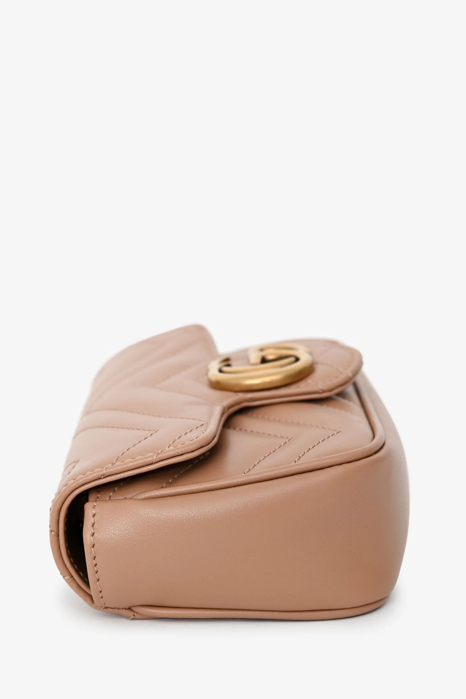 Gucci Brown Leather GG Marmont Super Mini Crossbody Bag - Image 3